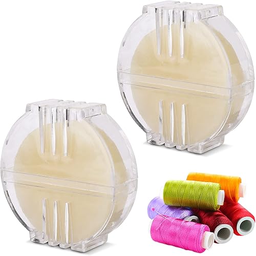 Thinp Acondicionador de hilo de cera de abeja acondicionador de hilo de cera de abejas para coser cera de hilo transparente con caja de plástico