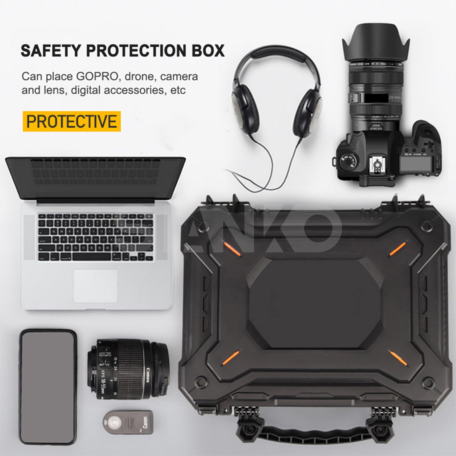 Caja de seguridad táctica para equipo militar, caja de almacenamiento de herramientas, cámara, protección de teléfono móvil, impermeable, a prueba de golpes, funda portátil al aire libre, Black, Talla