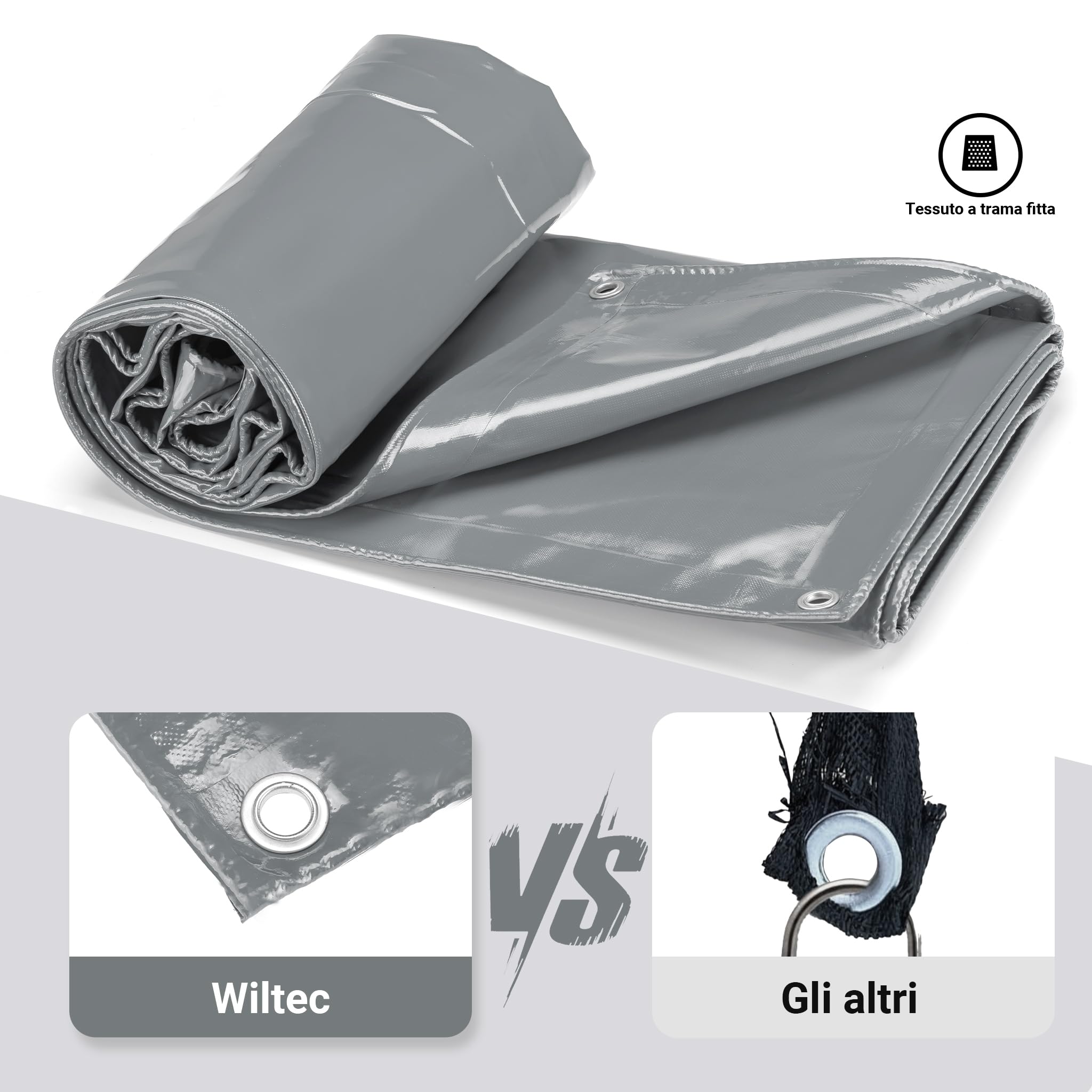Telone Occhiellato Wiltec 7x6 M - Impermeabile, Anti UV, Per Coperture Esterni, Polietilene 120 G/m² - Foto 6