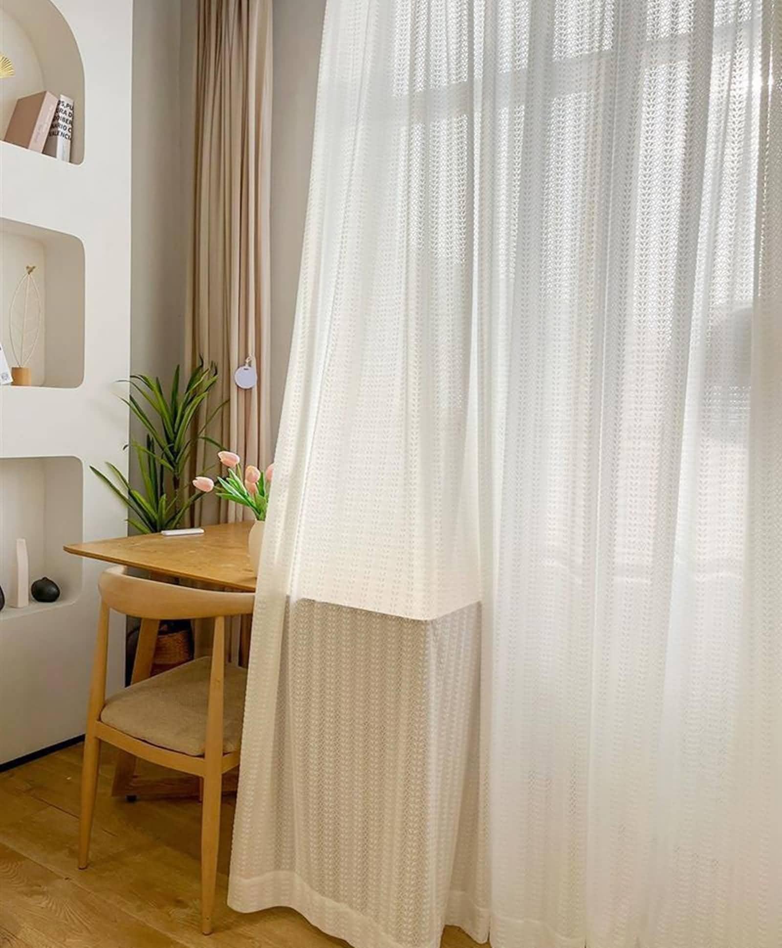 Rideaux transparents blancs lot de 2 panneaux de 182,9 cm en polyester léger pour chambre