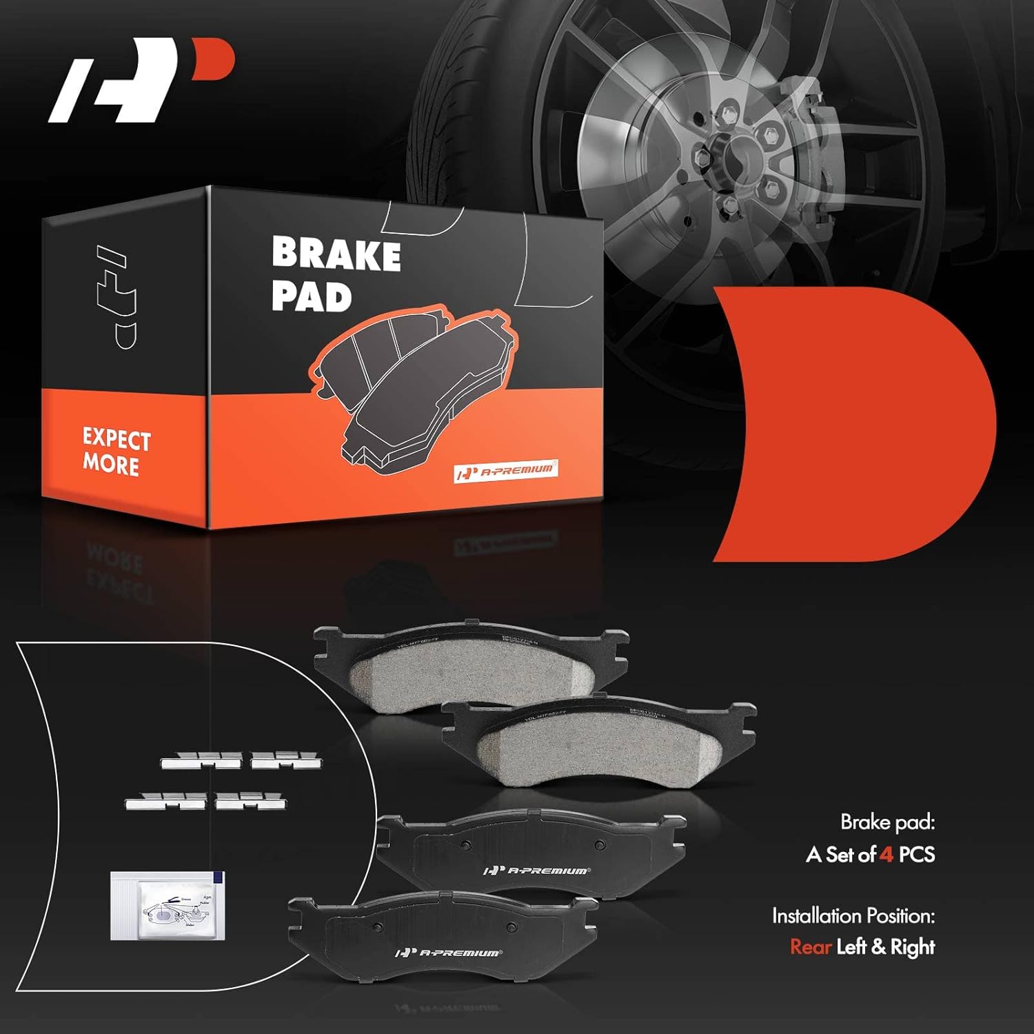 A-Premium Front Ceramic Brake Pads Set Compatible with Dodge Models - Durango 2003-2006, Ram 1500 2002-2005, Ram 1500 Van 2003, with Hardware, 4-Pack