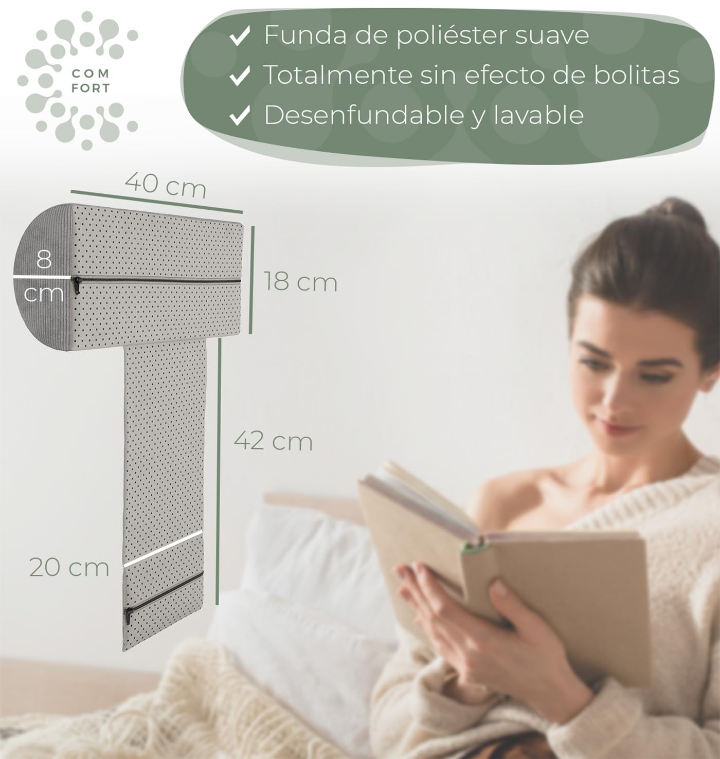 Reposacabezas cojin con contrapeso (100% Espuma viscoelástica) - Almohada Cervical, Cojines para sillas, Sofa, Lectura, Neck Pillow, Cuello, reposacabezas Coche
