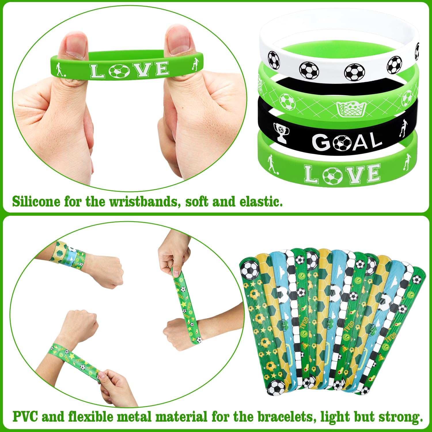 Gatherfun Lot De 35 Bracelets De Football En Silicone Sur Le Thème Du Sport, Accessoires De Fête Cadeau Pour Hayon De Football, Décorations De Fête D'anniversaire, Cadeaux De Fête Pour Enfants Et