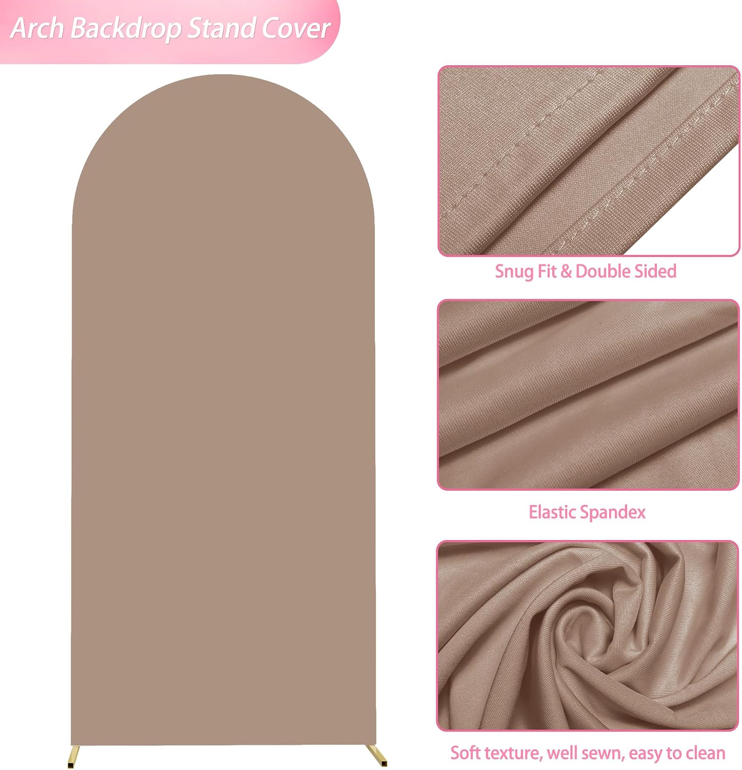 Wokceer 6FT Arch Backdrop Cover Nude Brown Arch Covers Stretchy Backdrop