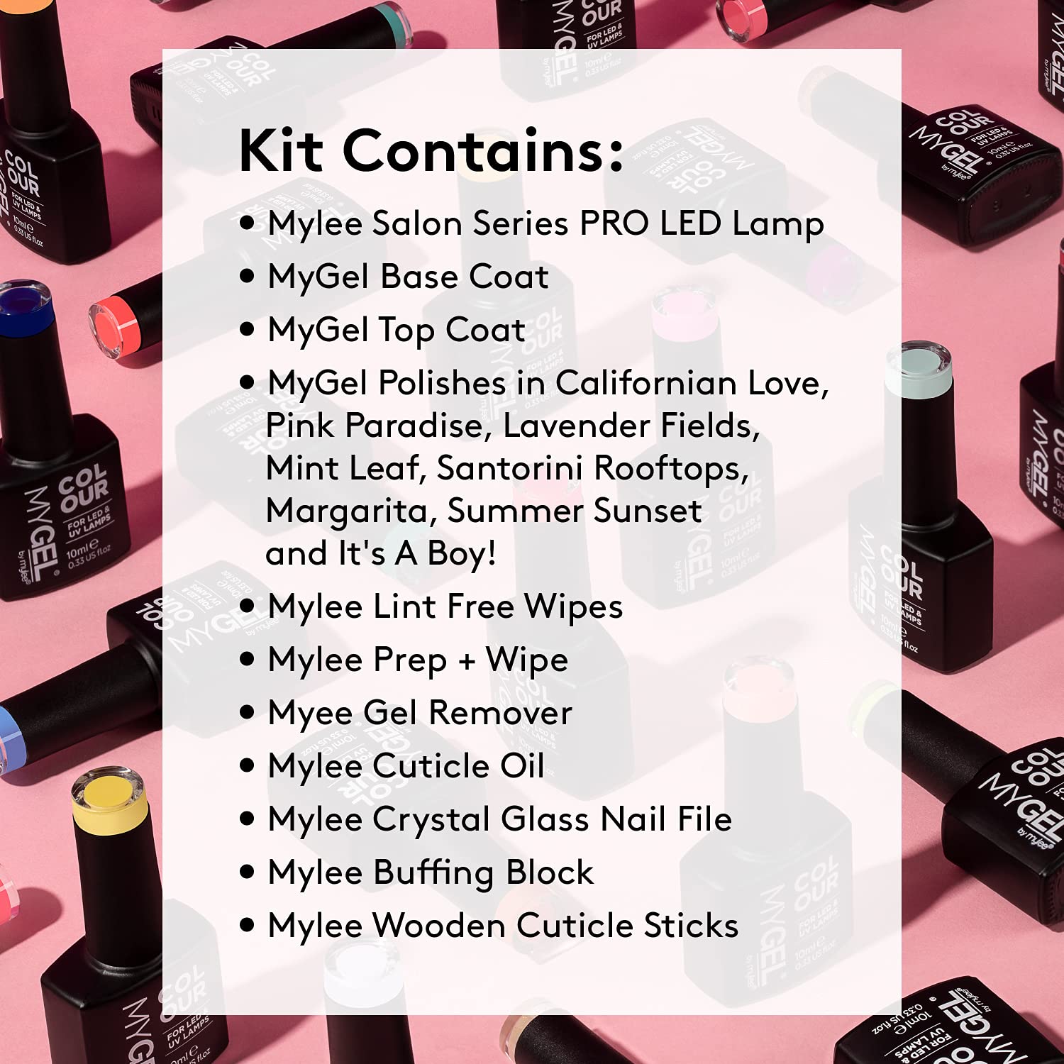 Buy Mylee The Full Works Gel Nail Polish LED Lamp Kit 8x MYGEL Colours