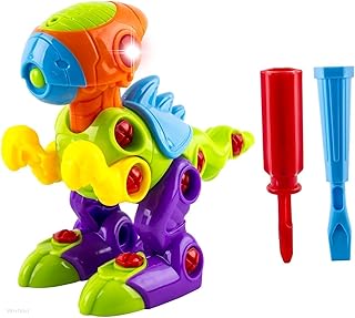 FMT Take-A-Part Take Apart Dino Dinosaur Toy for Boys and Girls Toddlers and Kids with Lights and Sounds Include 2 Screwdrivers for Assembly Building Blocks Tools Play Set