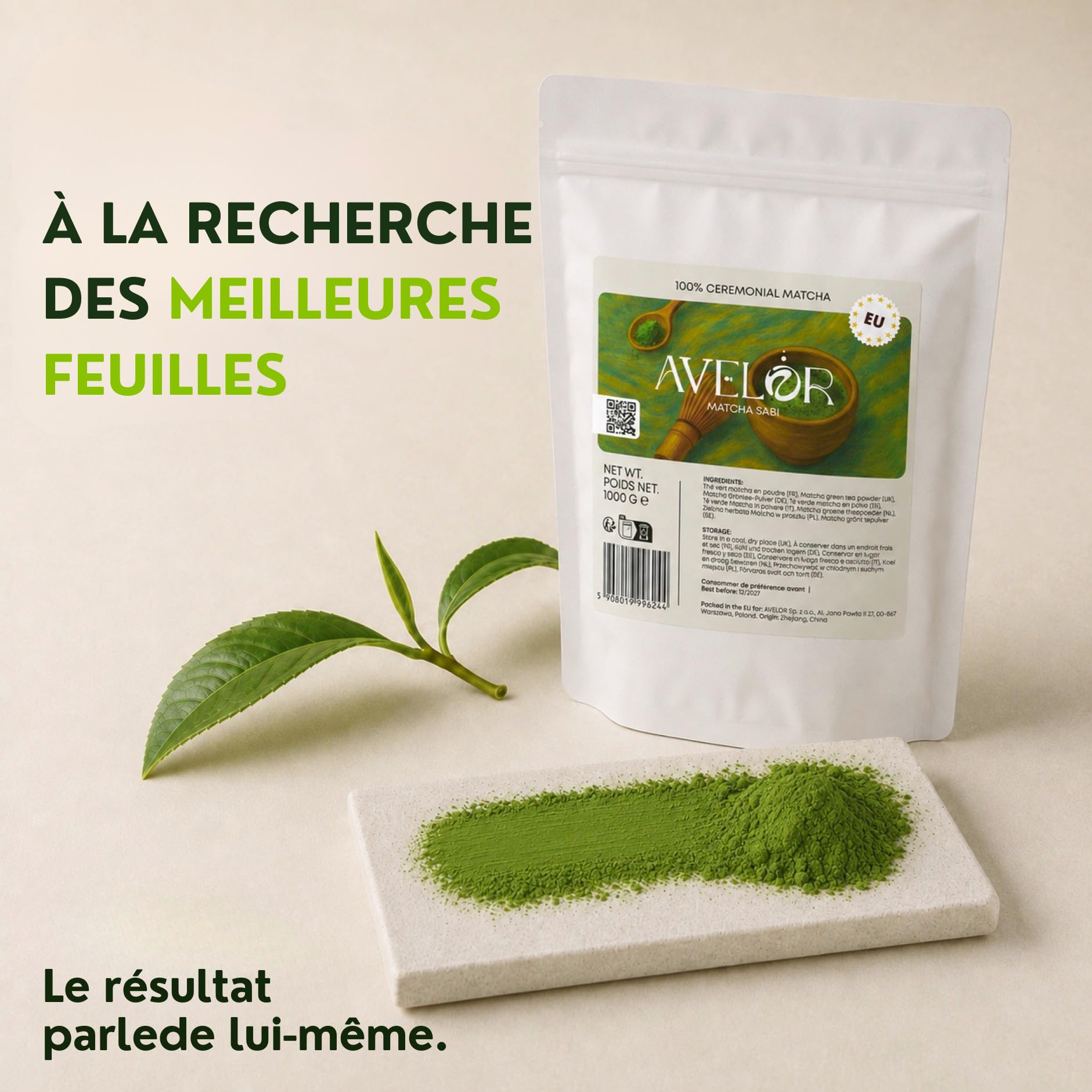 Avelor Sabi – Matcha de qualité cérémoniale – Équilibre quotidien – 500 g