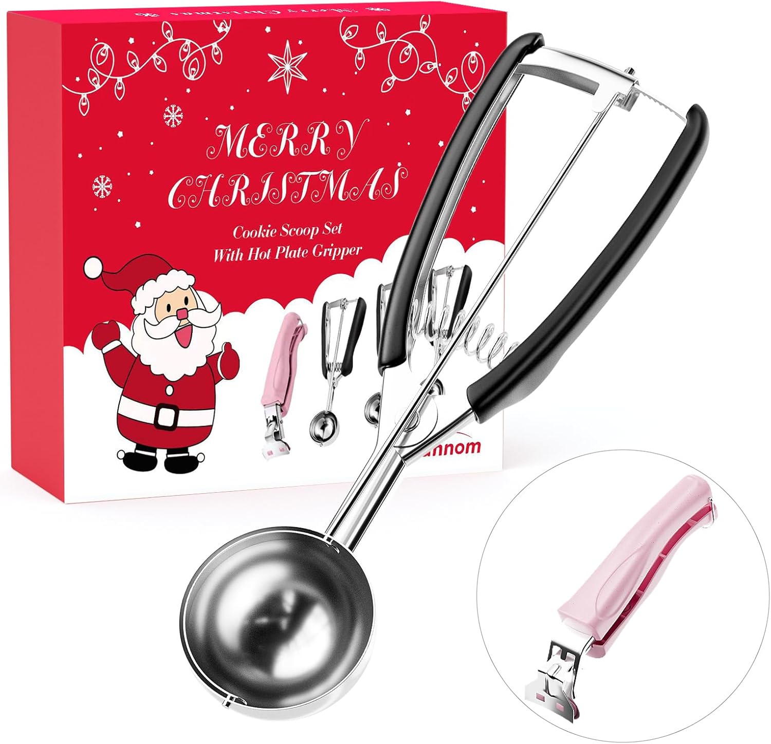 Cookie Scoop Set, Ice Cream Scooper, 18/8 Stainless Steel Cookie Dough Scoop with Trigger Release, 2 Tbsp/ 30 ml/ 1 oz Thickened Cookie Scoops for Baking (Gripper is Gift)