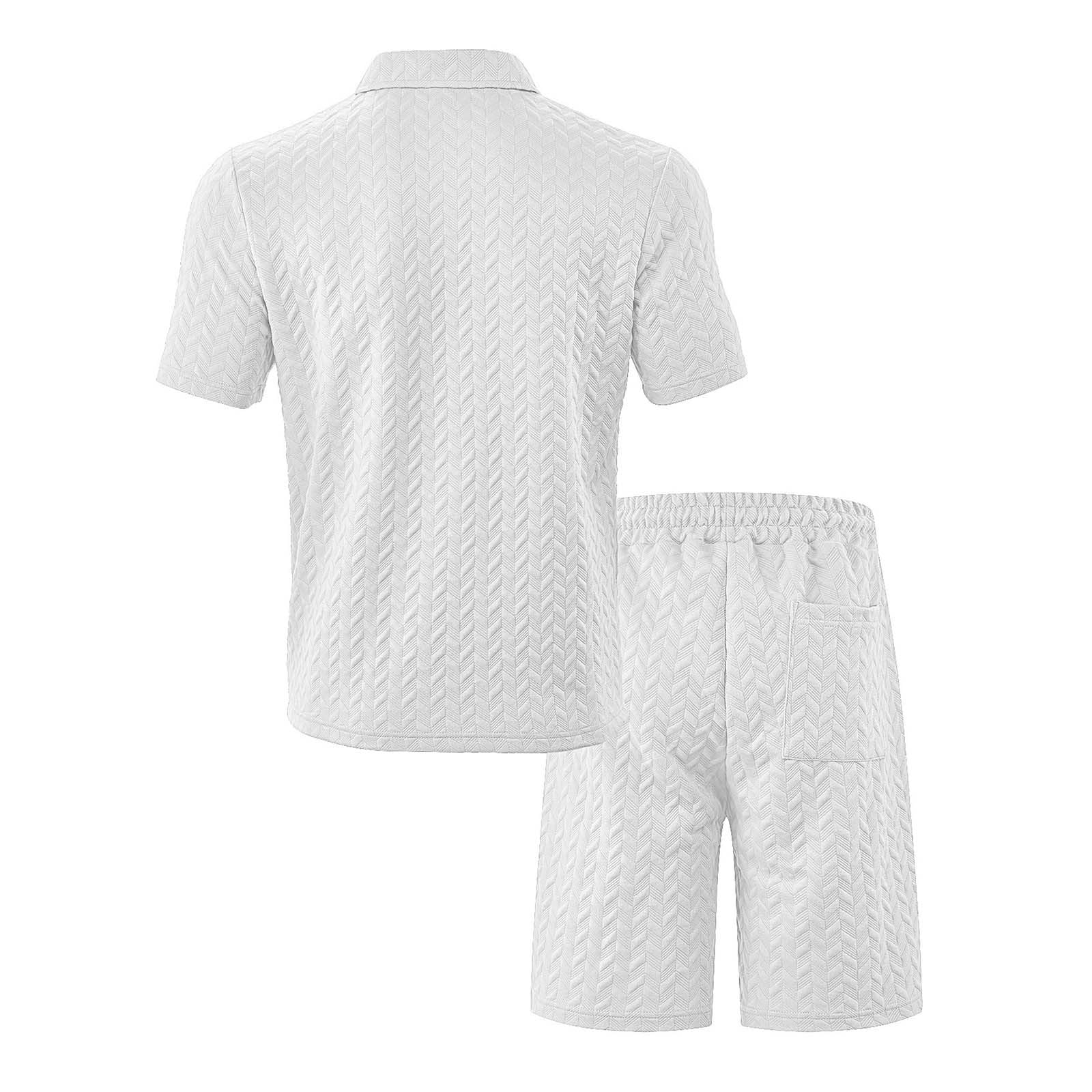 Generisch Men'S Summer Breathable Knitted Lapel T Shirt Shorts Suit Men'S Short Sleeved Suit - Tuta da calcio