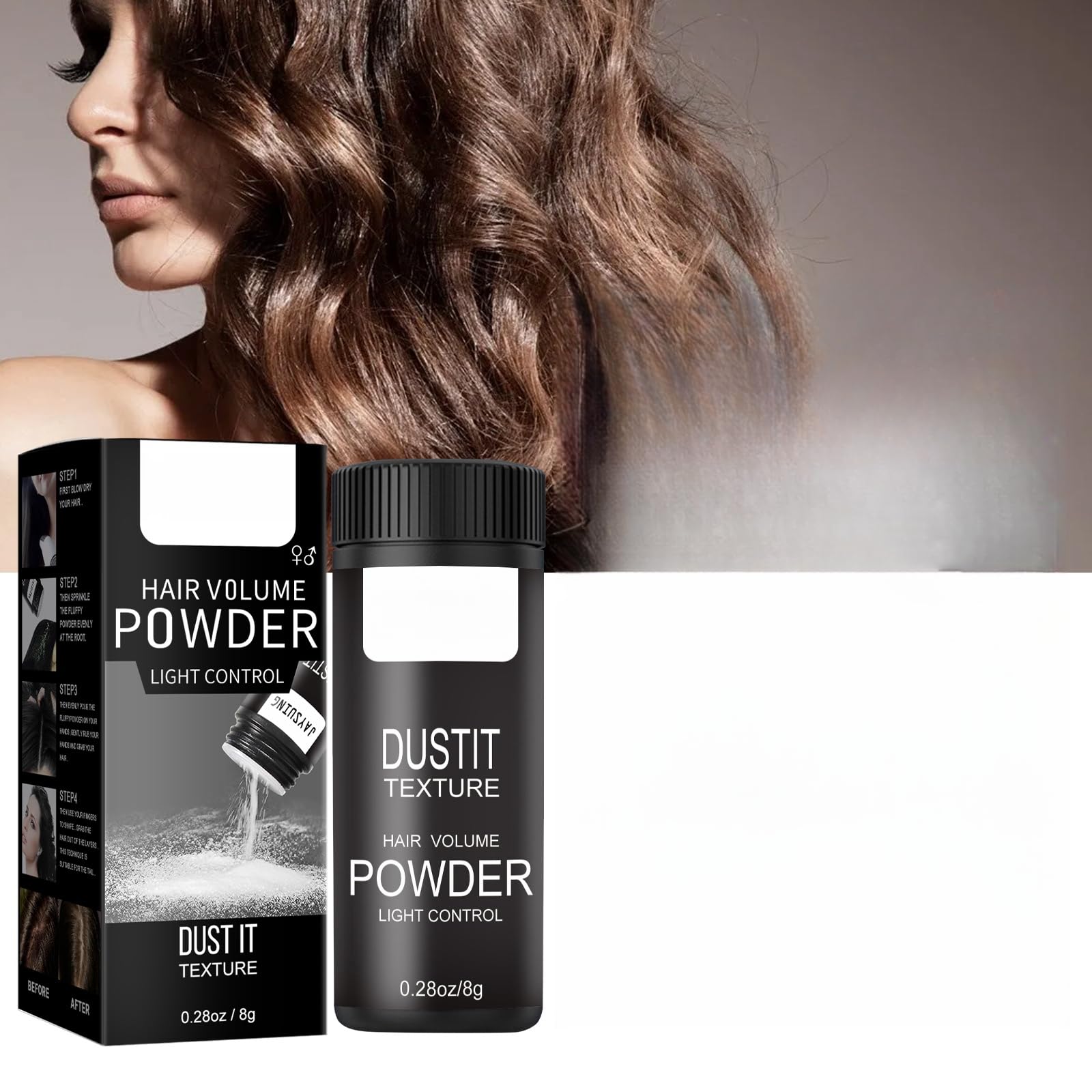 JDLYEVER Hair Volume Powder - 8g Fluffy Styling Powder for Men & Women, Achieve Voluminous and Textured Hair, Oil Control for Freshness, Long-Lasting Natural Hold, Makes Hair Look Thicker and Fuller