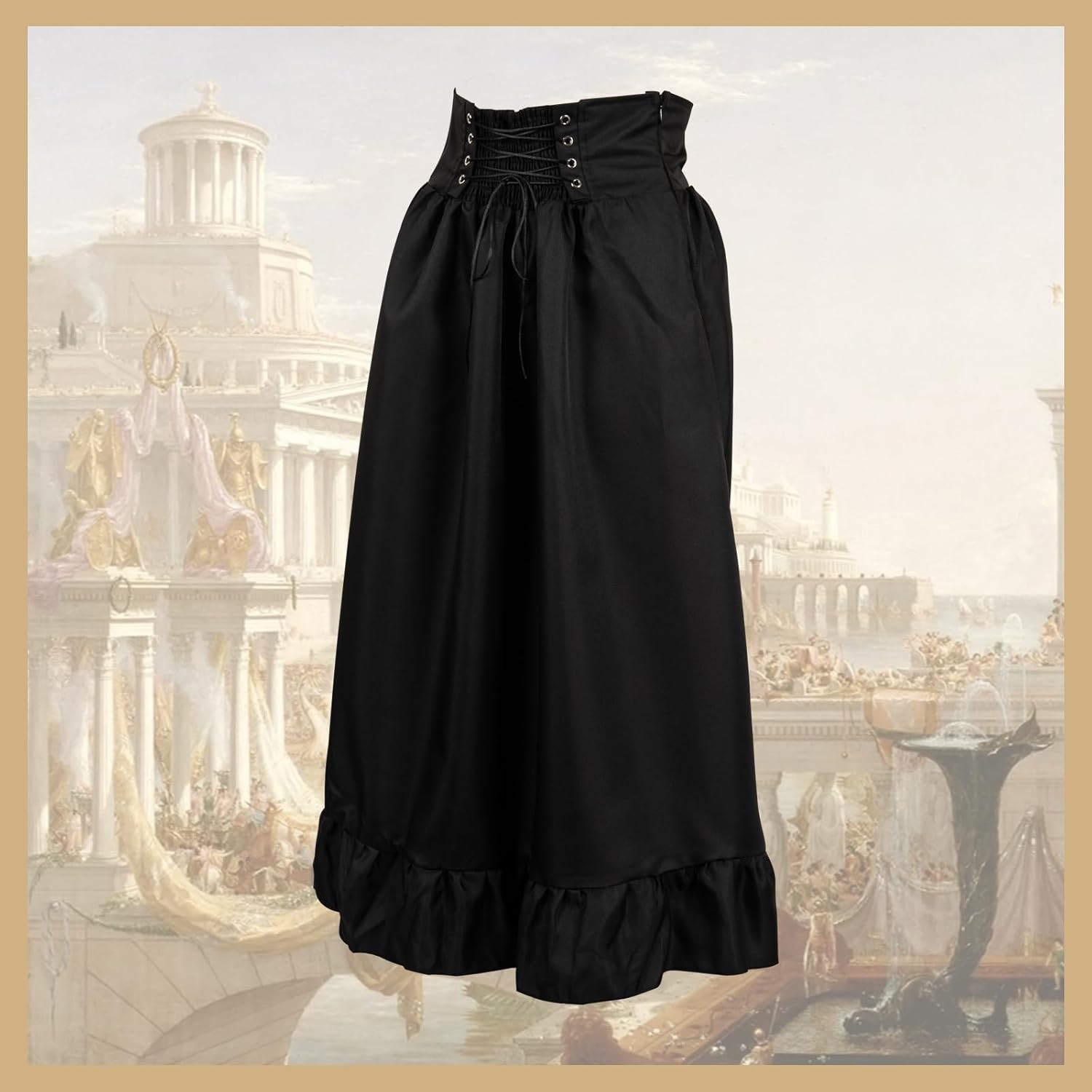 Renaissance Skirt for Women Pirate Viking Victorian Medieval Costume Maxi Long Ruffle Skirts Halloween Outfits - Image 4