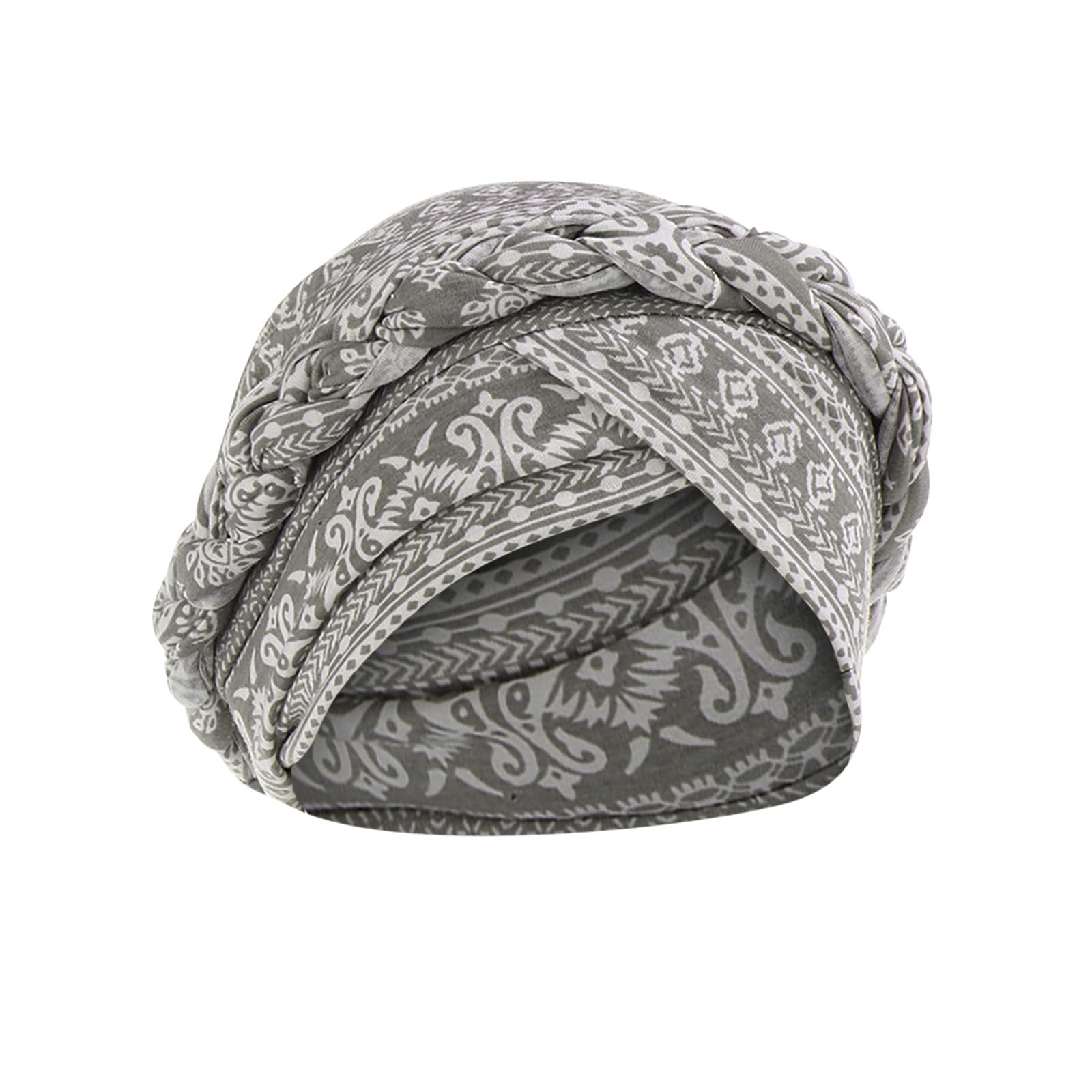 lingdingMuslim Cap Cancer Women Hat Hat Wrap Print Ruffle Baseball Caps Horns and Heels Caps Grey