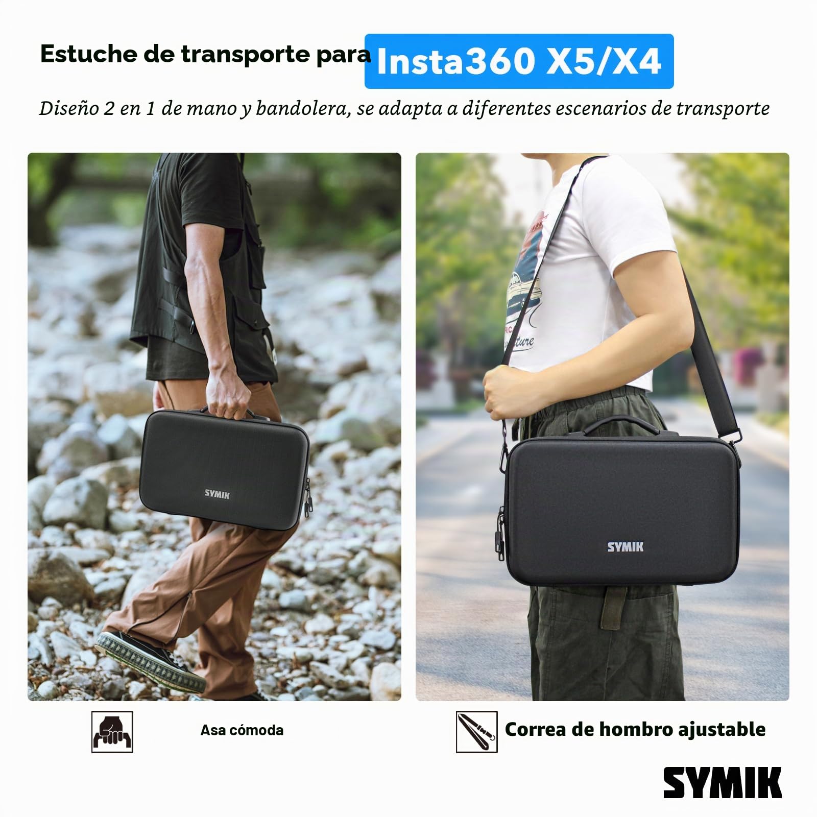 SYMIK Funda para Insta360 X5 X4, Impermeable, Resistente a los Golpes, compacta, Bolsa de Viaje con Correa para el Hombro, Funda de Nailon rígido para Insta 360 X5 X4 Accesorios (S320-XV2)
