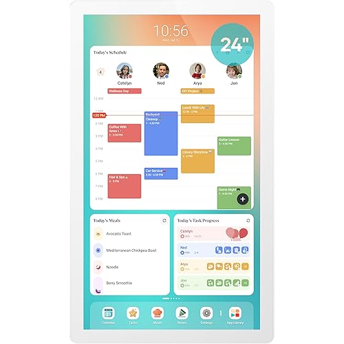 Cozyla Mate Digital Calendar+ 2: 24 Inch Wall Touch Screen Chore Chart Customizable Dashboard Smart Electronic Calendar for Family Schedules Meal Planner Supports All Google Play Apps Wall Mount White