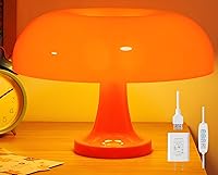 Vista 1 de Orange Mushroom Lamp Dimmable Mushroom Table Lamp with 3 Lighting Modes Plug Donut 70s Retro Mid Century Lamp for Room Aesthetic Modern Lighting for