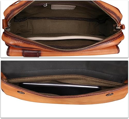 Miniatura 7 de IVTG Bolso de mensajero de cuero genuino para hombre, bolso cruzado de hombro, casual, bolsa de día para negocios, trabajo, diario, bolso