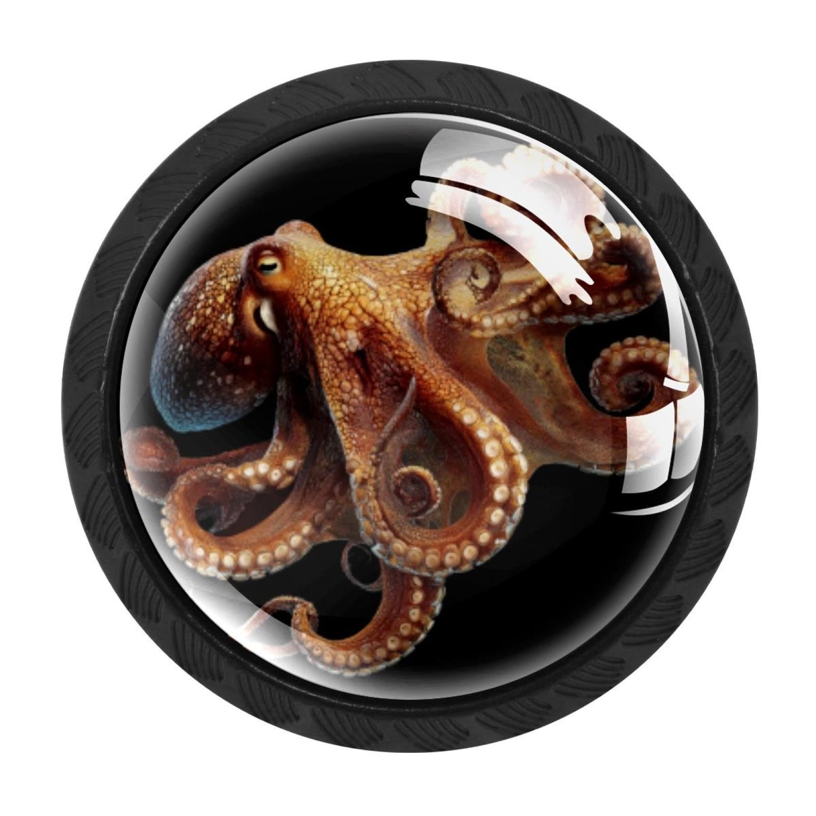 CHENZZZZ 4 Pieces Round Cabinet Knobs Rustic Dresser Knobs, Drawer Cupboard Wardrobe Cabinet Pulls Handles Hardware for Home Kitchen Furniture, Octopus (1)