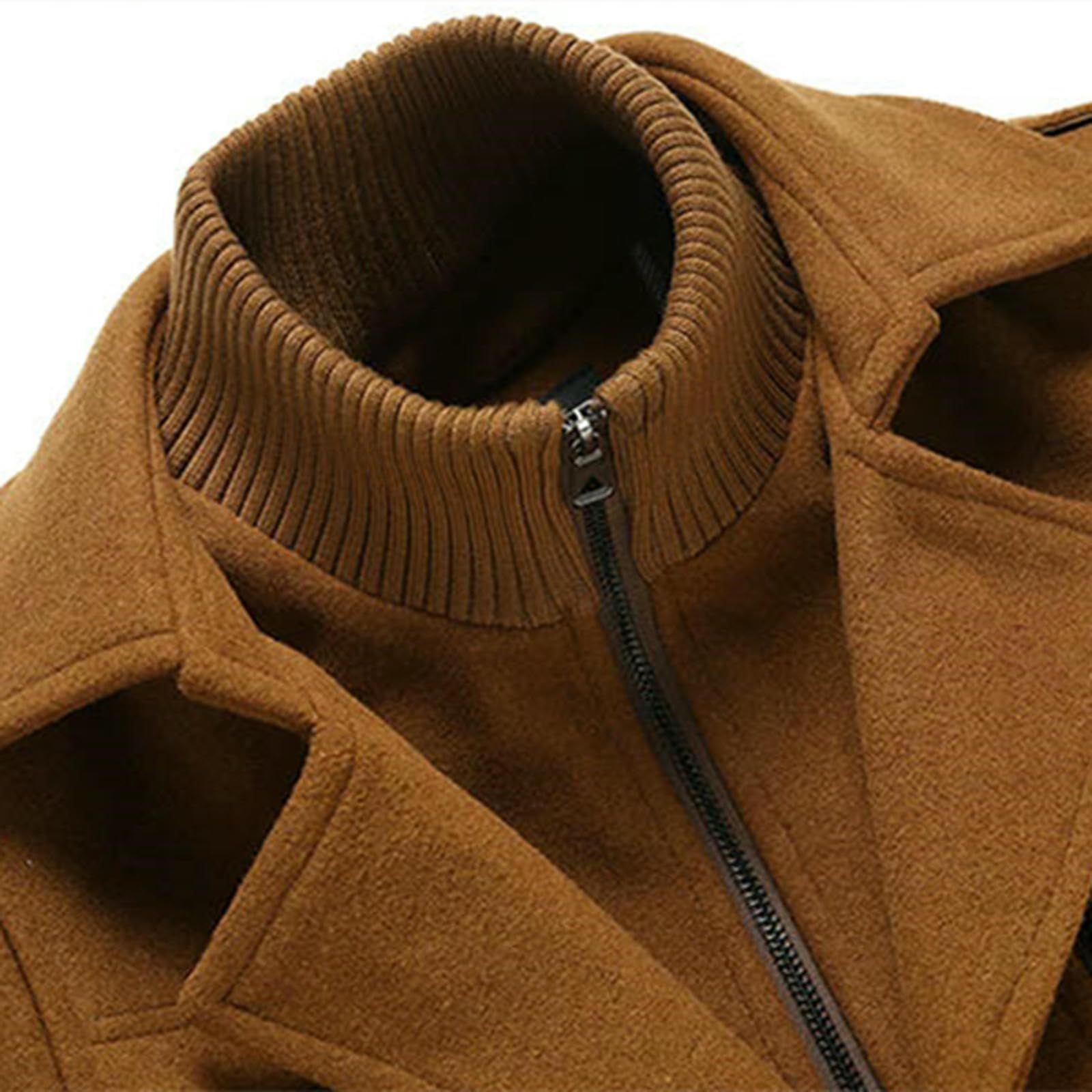 Cappotto Uomo Mens Cappotti Breve Inverno Imbottito Trench Coat per Casual Business Outwear Miscela Spessa con Collo Interno rimovibile-nero-4xl