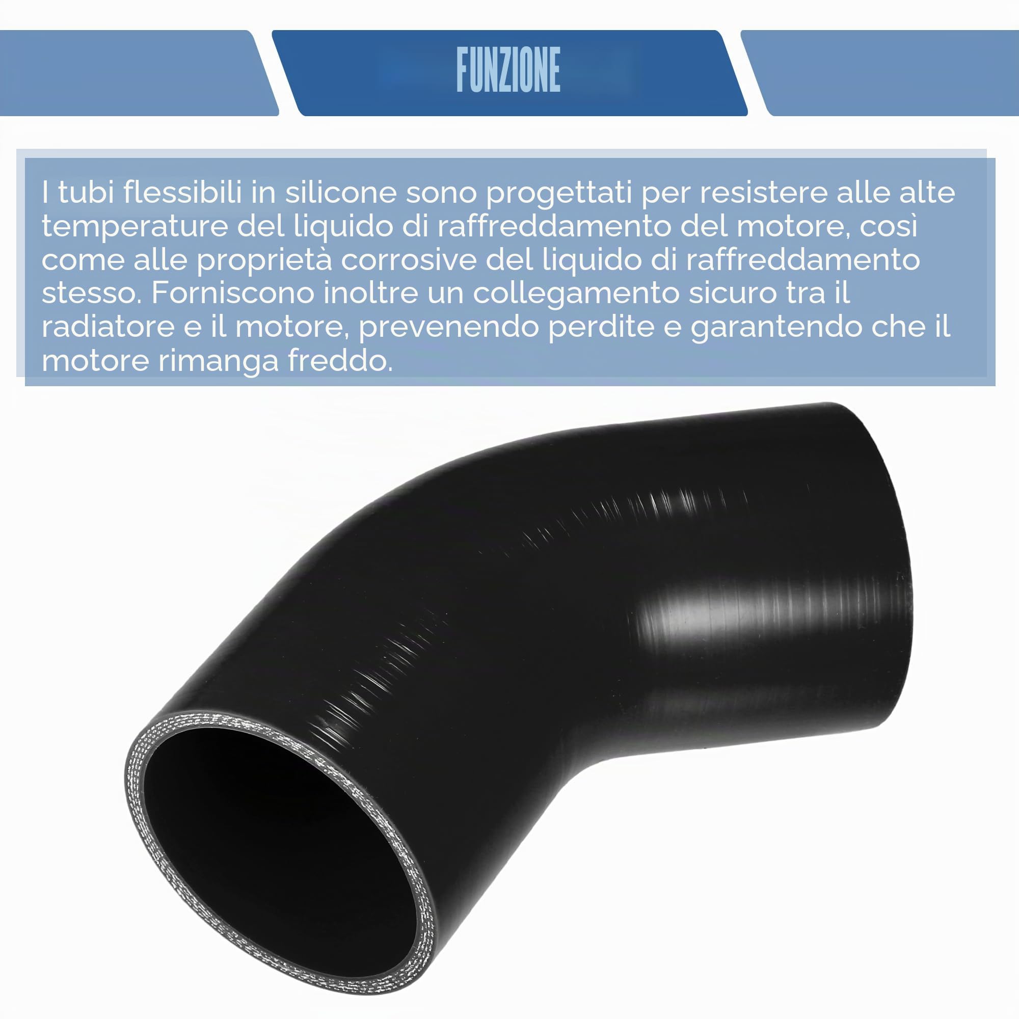 QUARKZMAN 1 Pz Tubo Refrigerante In Silicone Nero Universale Per Auto | Diametro Interno 76Mm, Lunghezza 90Mm, Angolo 45 Gradi, Temperatura Da -60 A 300°C, Adatto Per Raffreddamento