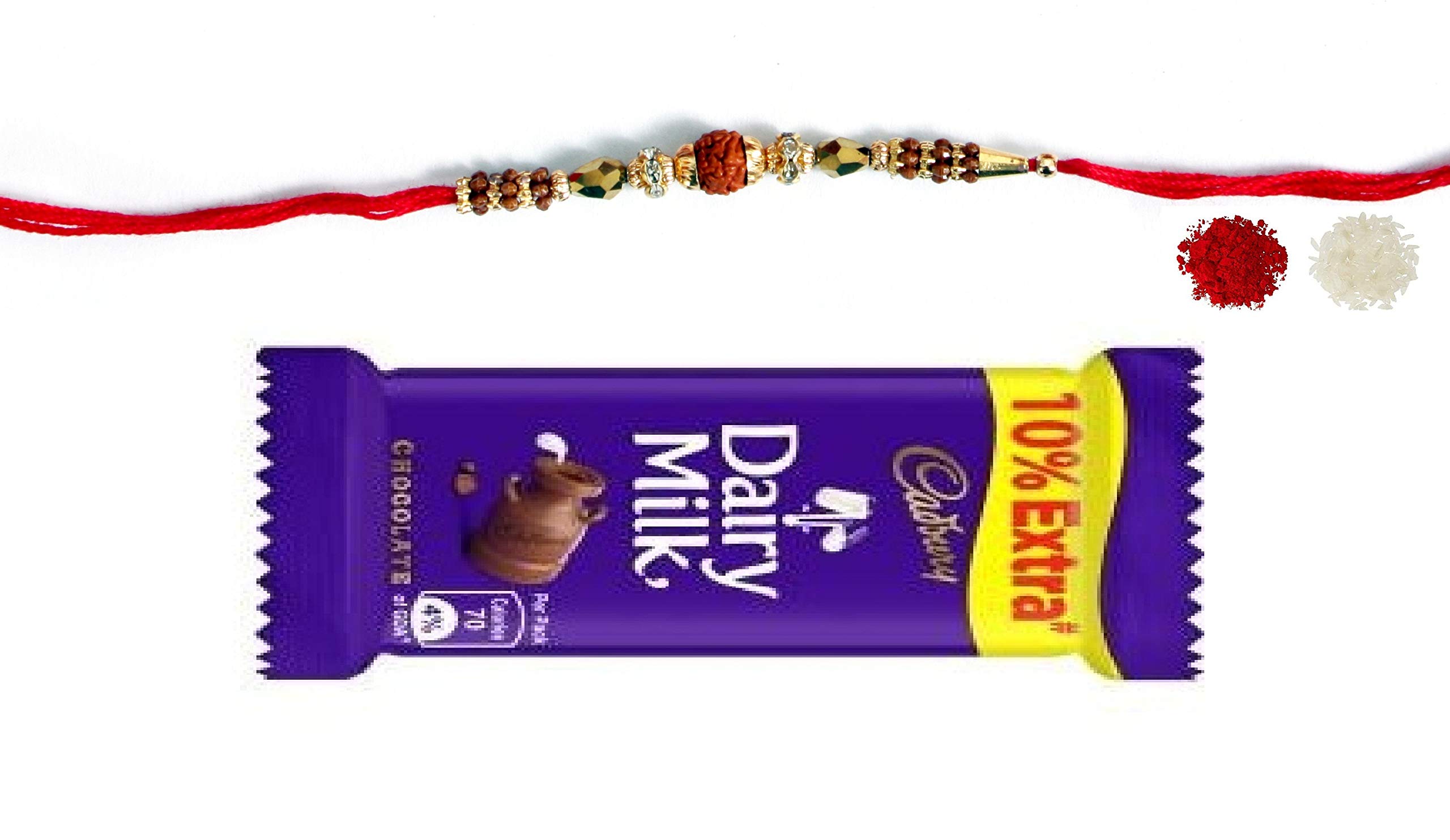 VR CREATIVES Multicolour Single Rudraksha Rakhi with Roli Chawal and 12g Chocolate for Men and Women Gift Set 101 (B08CCJGBML) Amazon Price History, Amazon Price Tracker