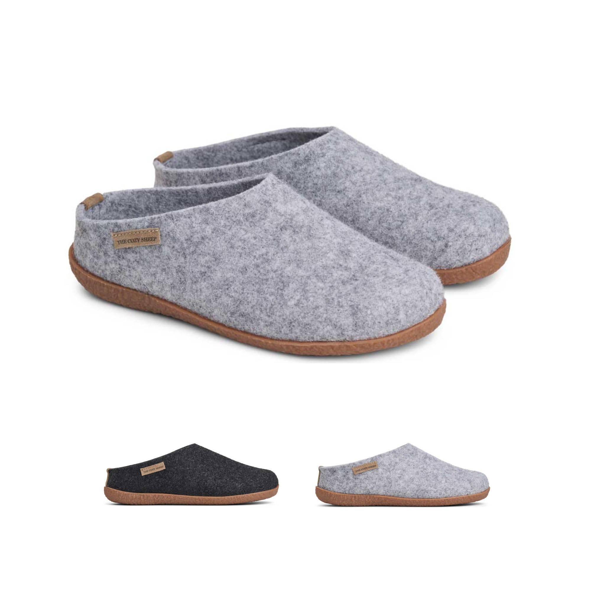 THE COZY SHEEP Filzpantoffeln mit Gummisohle | Praktische Herren & Damen Hausschuhe Sommer und Winter | Bequeme Hüttenschuhe Damen und Herren | Filz Hausschlappen Geschlossen