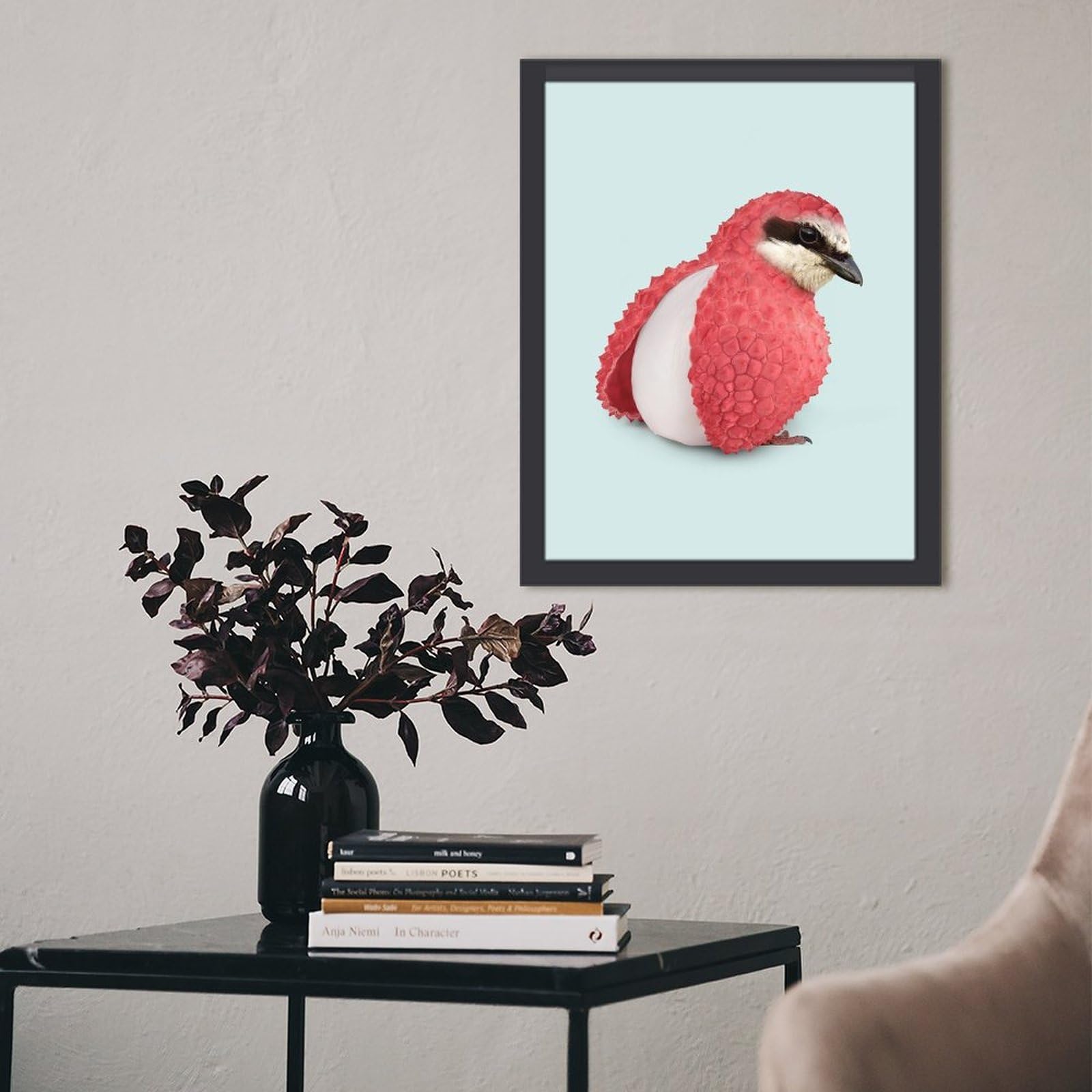 Amazon.co.jp: かわいいライチ鳥 絵画 絵 シュールな動物イラスト