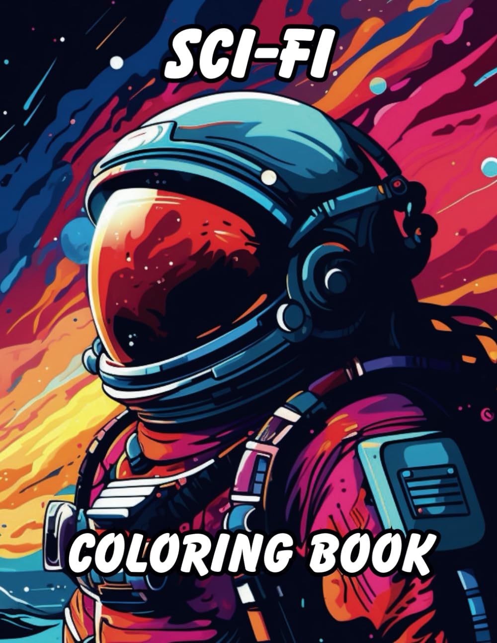 Sc-Fi Space Themed Coloring Book For Kids & Adults, Space Coloring Book, Activity Books For Kids, Coloring Books For Kids