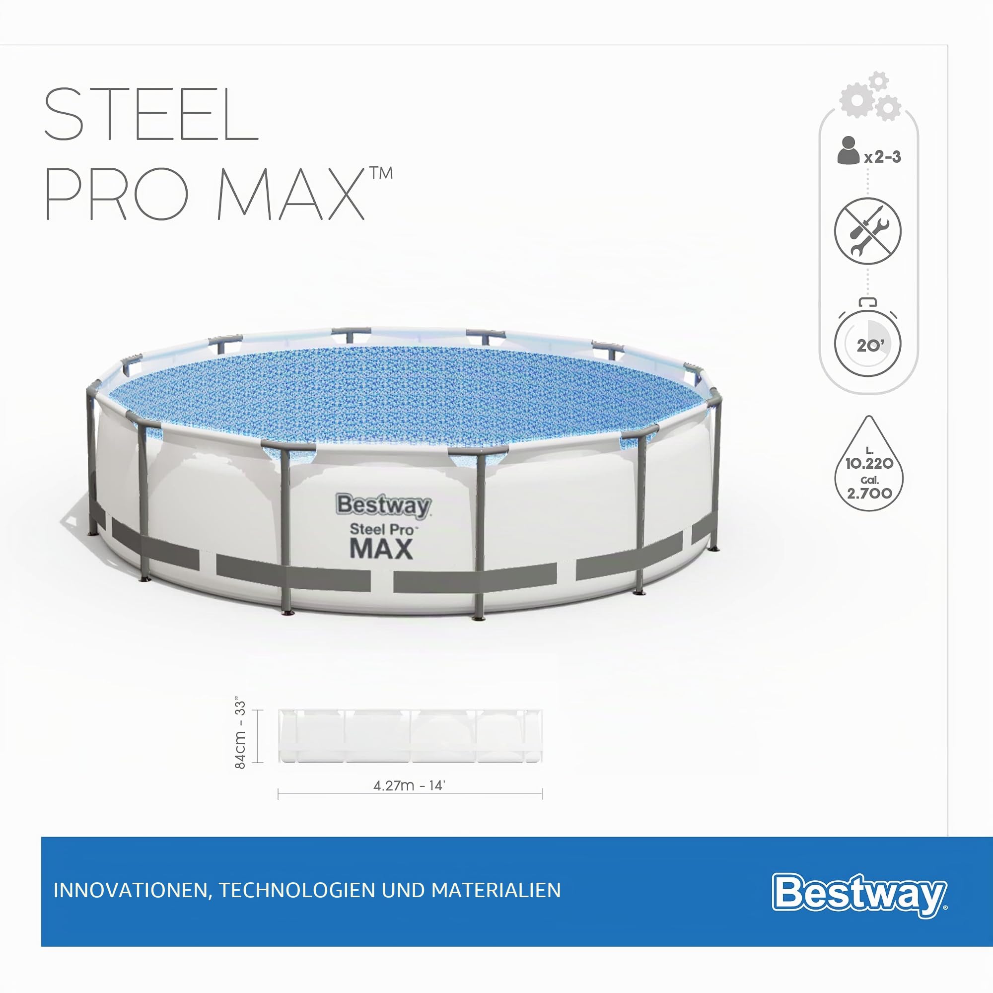 Bestway Steel Pro Max Pool-Set, freistehend, 4,27 m x 84 cm