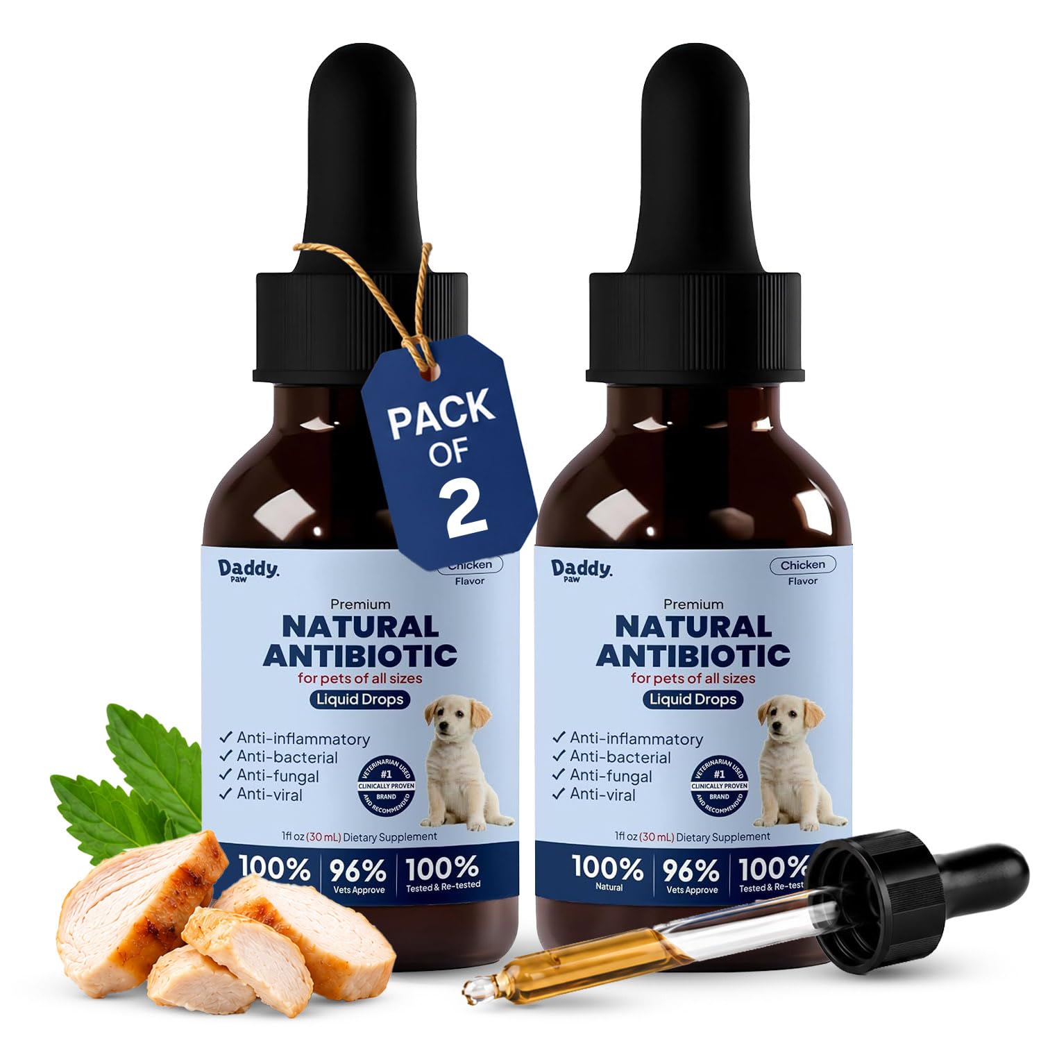 Daddy Paw Dog Antihistamine & Antibiotics for Dogs Fast Itchy Skin Relief, Soothes Hot Spots, Redness & Allergies, Anti Itch Treatment for Stinky Skin & Ear Infection