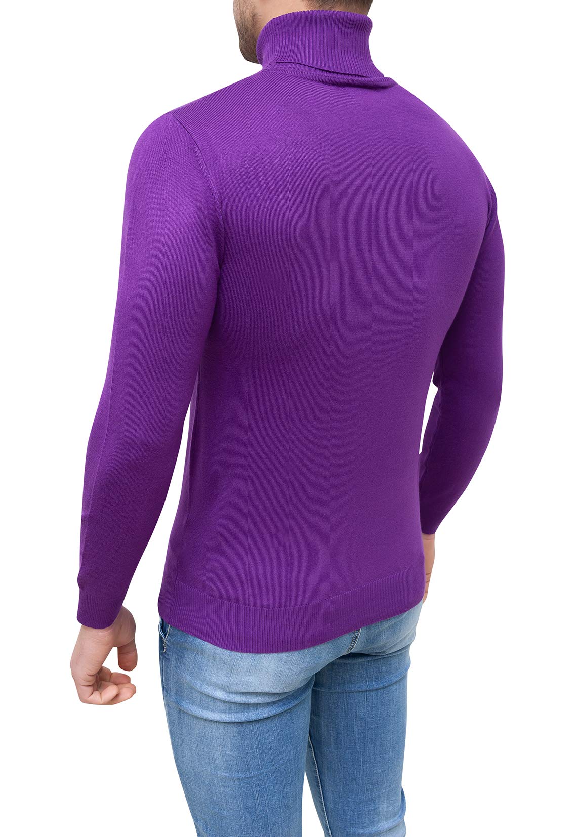 Evoga Maglione Dolcevita Uomo Viola Slim Fit Maglia Pullover Casual