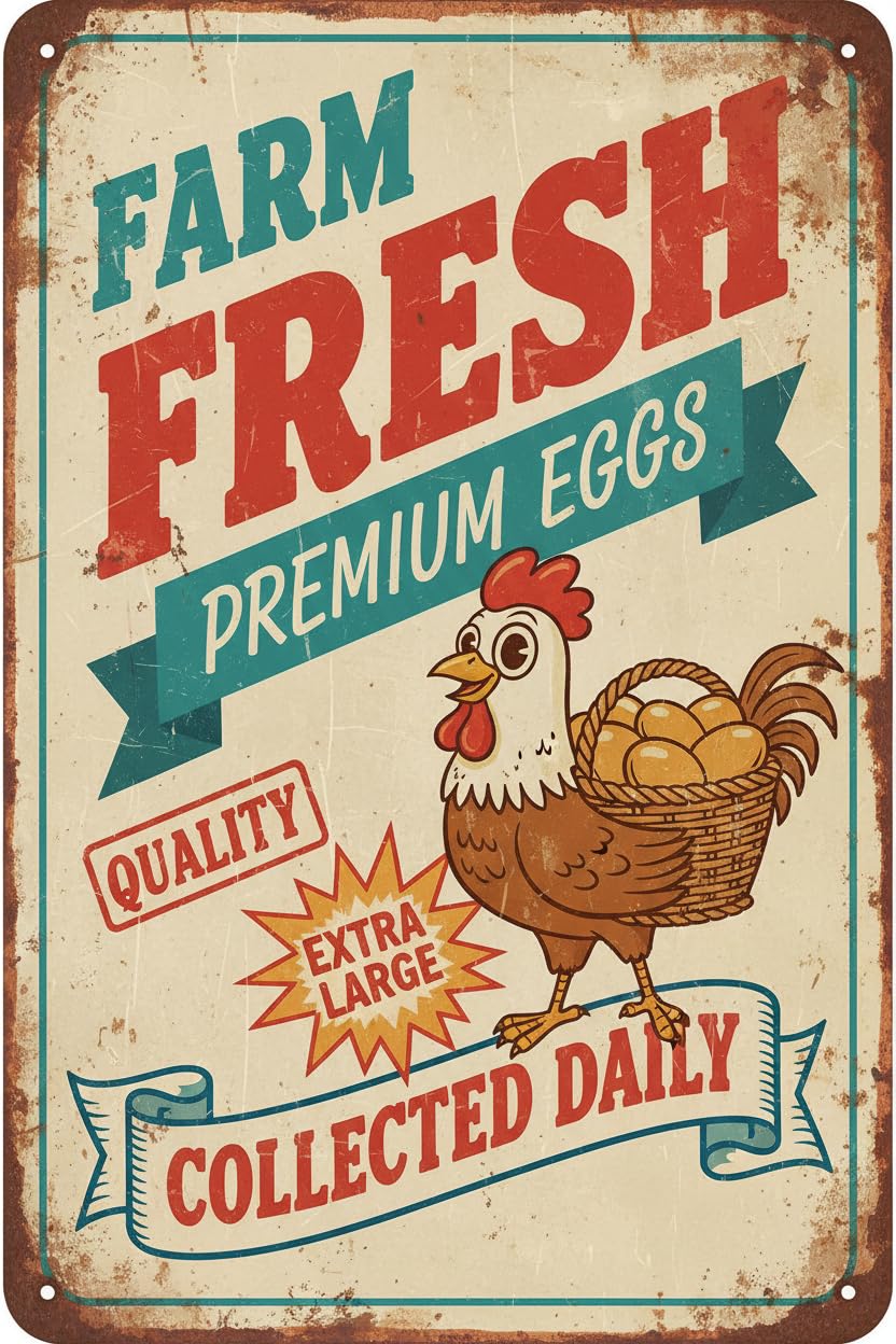 Chicken Coop Metal Sign Farm Fresh Tin Sign Butt Nuggets Egg Squeezed Daily Funny Farm Decor Rustic Barn Country Wall Art Rooster Vintage 12 * 8inch