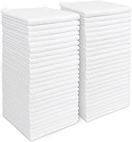 AIDEA 50 Pack White Microfiber Cleaning Cloths - Lint-Free, Ultra Absorbent 11.5x11.5 Inch Reusable Kitchen Towels & Rags