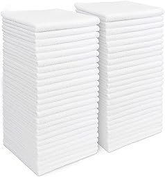 AIDEA Bayetas de Limpieza de Microfibra 50 Unidades, Toallas de Limpieza Reutilizables, Paños de Limpieza Lavable sin Rayas sin Pelusa para Casa, Cocina, Coche 29x29cm Blanco