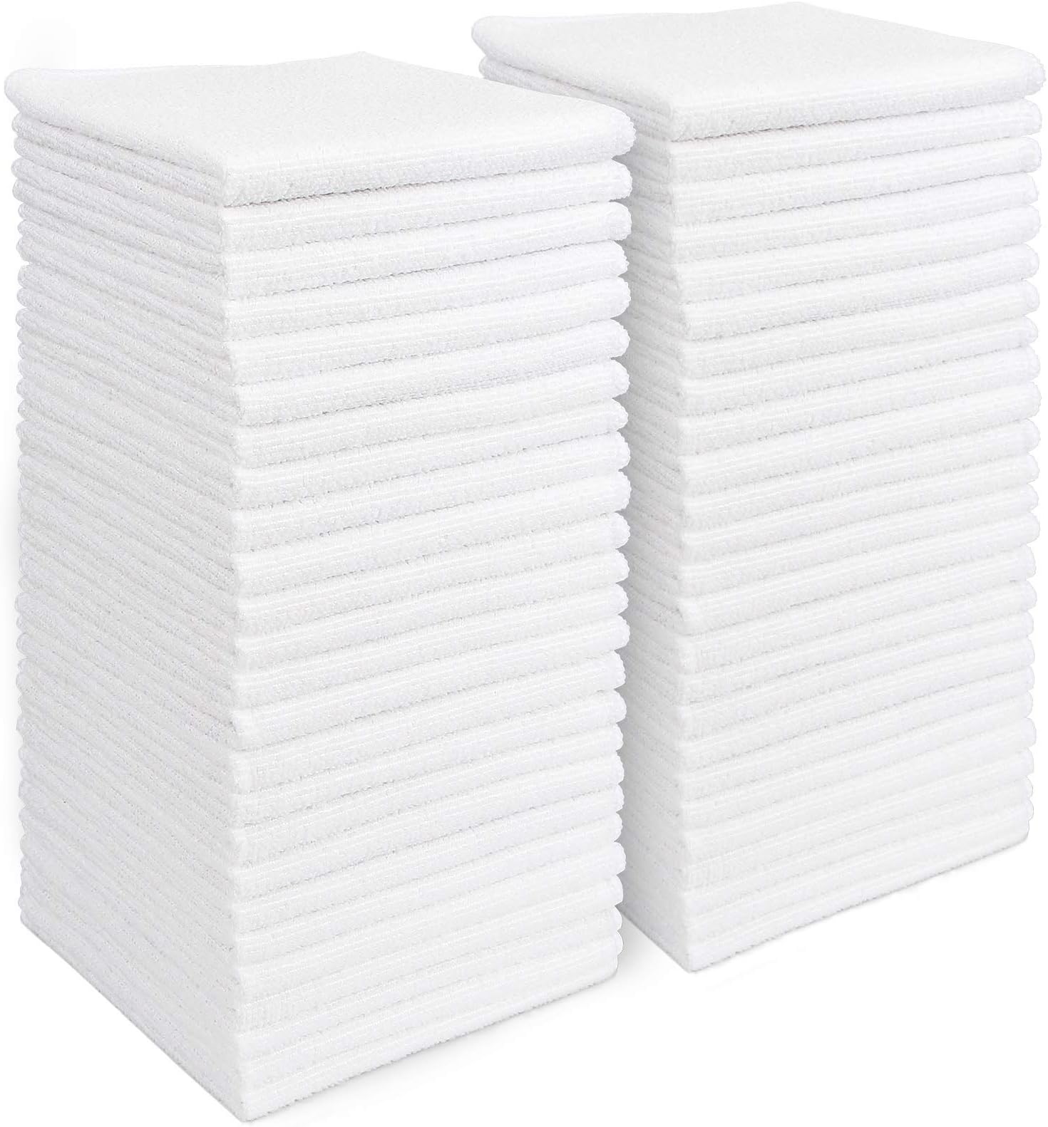 AIDEA Microfiber Cleaning Cloths White, Strong Water Absorption, Lint-Free, Scratch-Free, Streak-Free, Dish Towels White (11.5in.x 11.5in.)ââ‚¬â€50PK