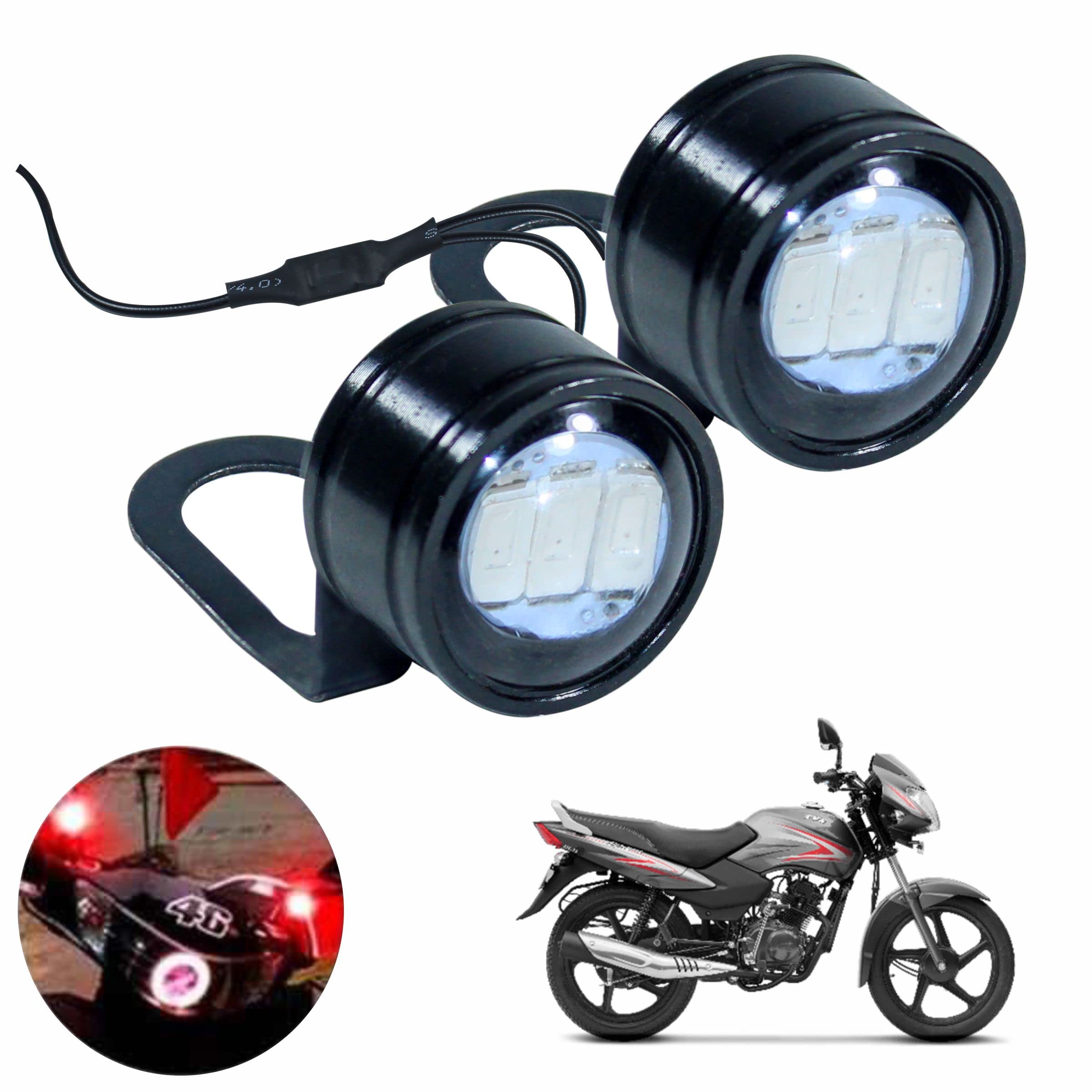 Asryd 5W Eagle Eye LED Lights Off-Road DRL Signal Bulb Blinking Dual Color Red+Blue Light , For TVS Star City Plus (Pack of 2Pcs)