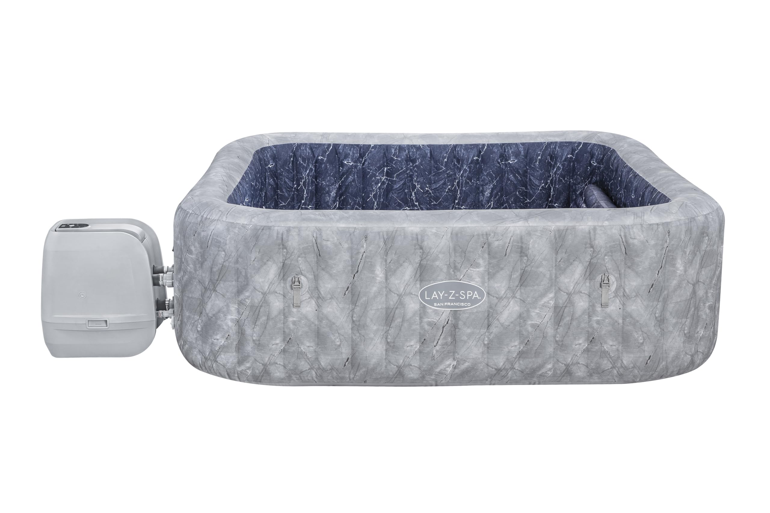 Bestway San Francisco Smart Luxe HydroJet Pro 7 Mármol Gris, 90.5'x90.5'x28'/2.30 mx2.30 mx71 cm