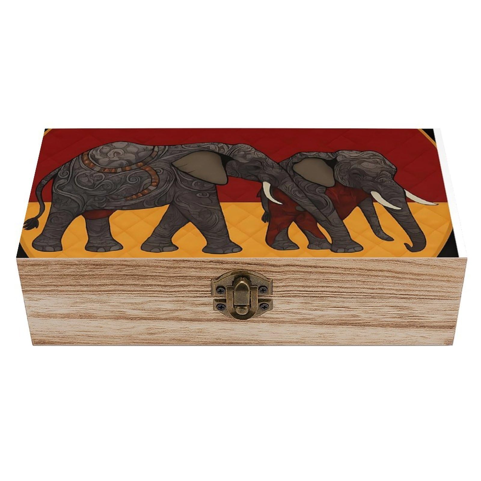 HLBSDM Retro African Elephant Retro Wooden Storage Box Jewelry Art Gift Boxs Decorative Keepsake Boxes