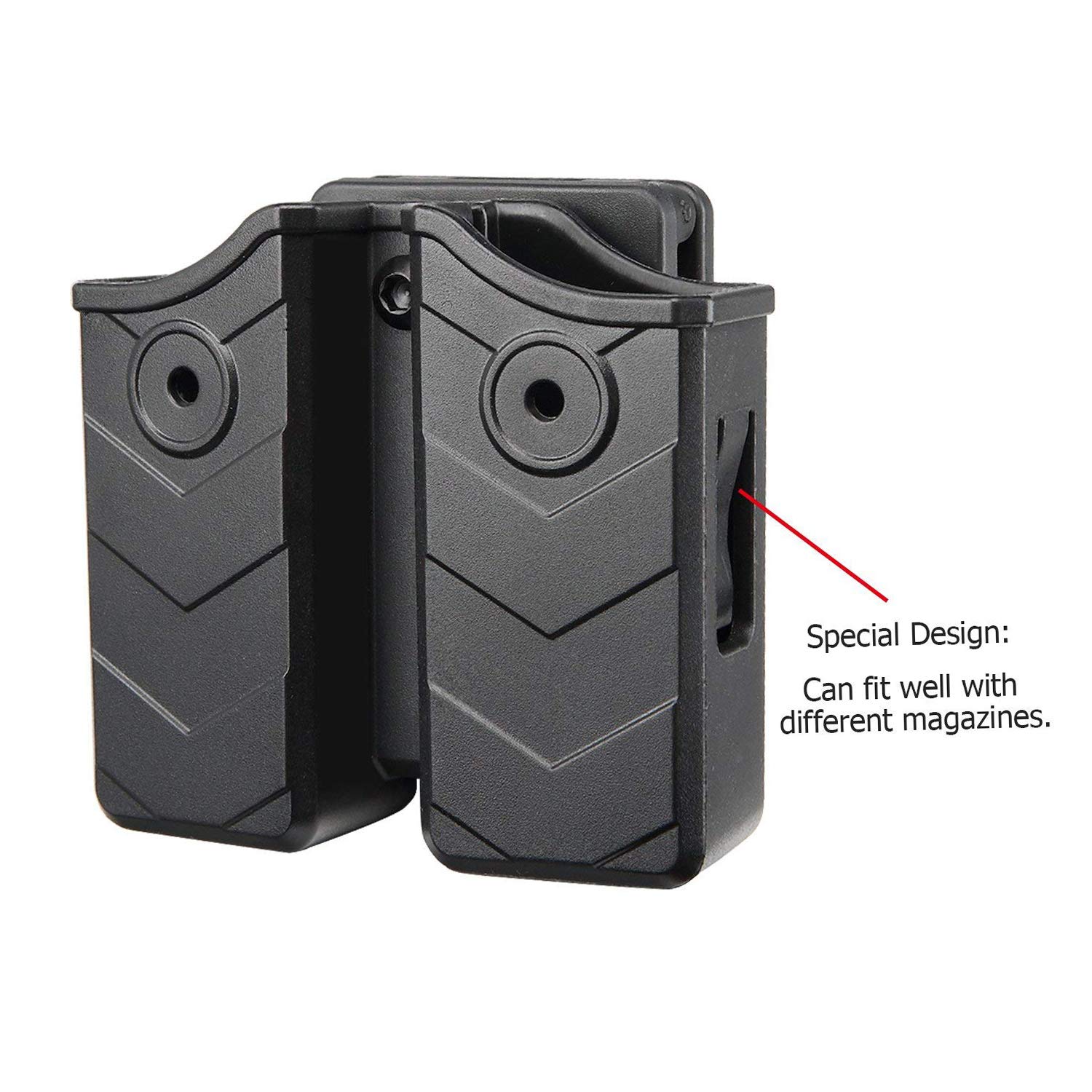 efluky Magazin Holster Magazintasche Pistole Passt für Walther P99/Sig Sauer p226/Glock 17 19/CZ p-09/Beretta/H&K/Browning/Ruger/Steyr/S&W/Taurus, Belt 60°