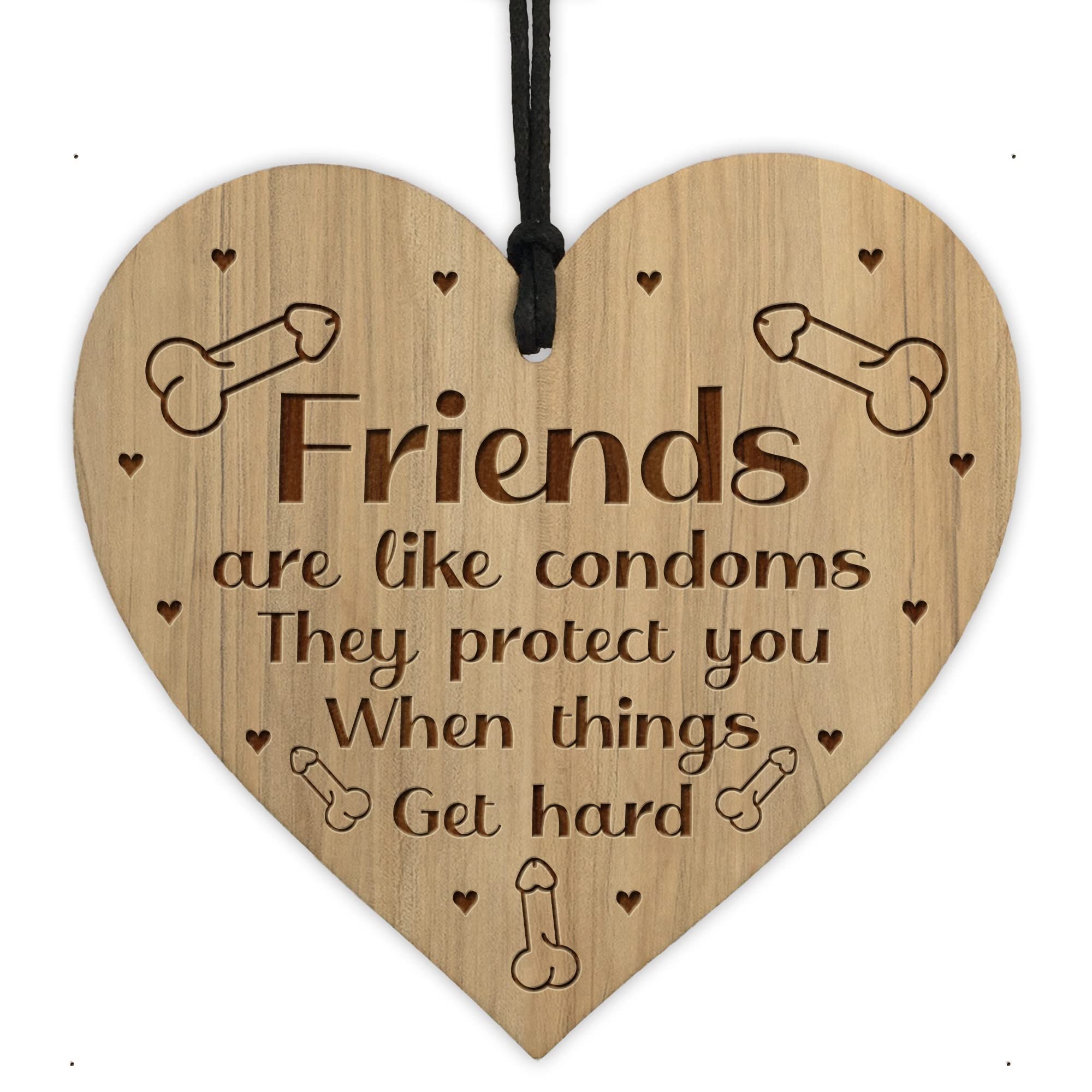 Red Ocean Funny Rude Friendship Plaque Wood Heart Novelty Birthday Christmas For Friend