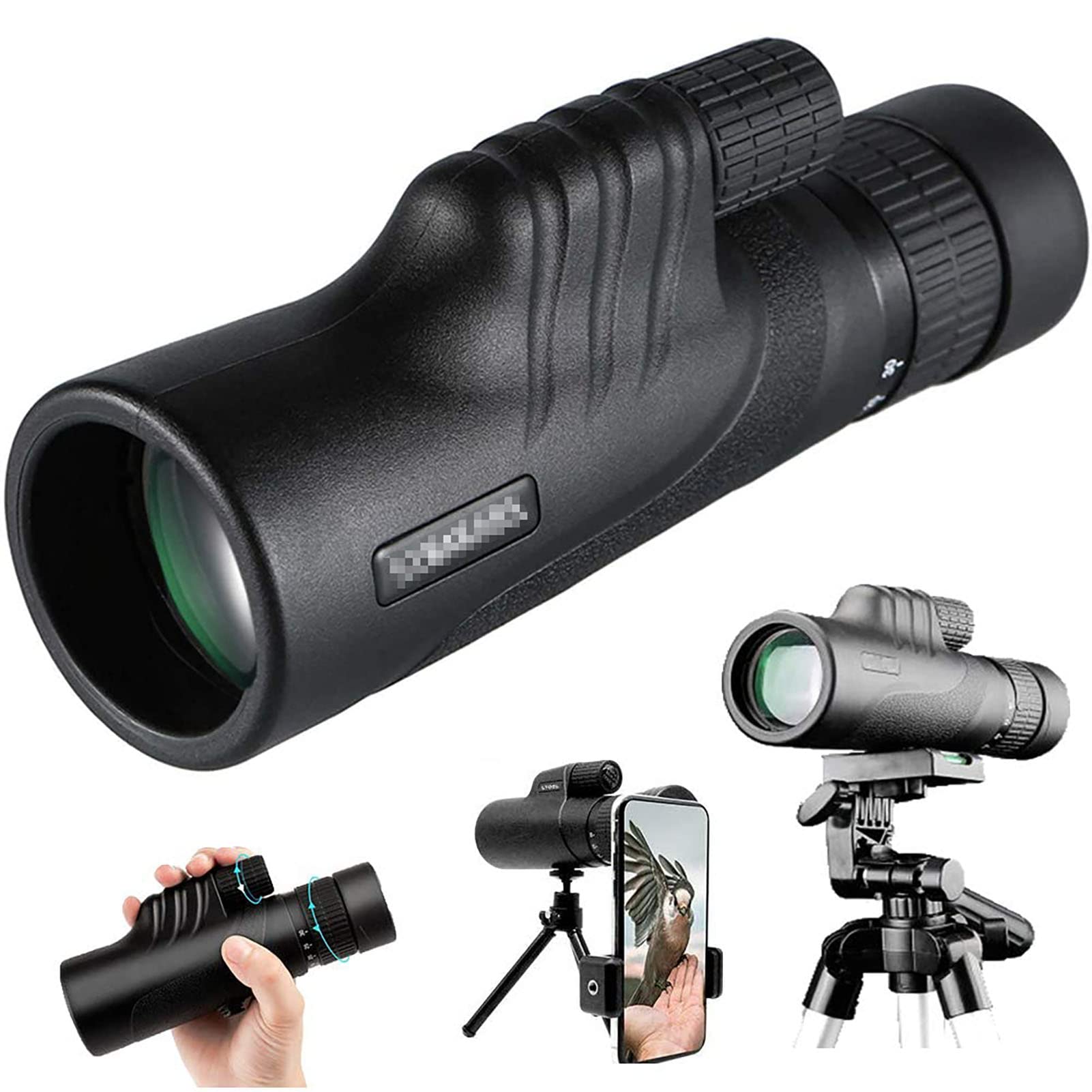 Monoculaires HD, 10-30 × 42 Zoom Monoculaires de poche étanches Lentilles à revêtement FMC Monoculaires portables avec trépied pour téléphone intelligent Convient pour les voyages d'observation