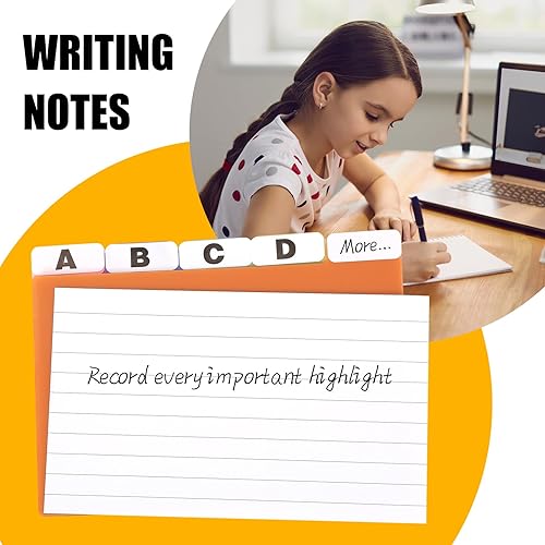 Miniatura 5 de Qozary Tarjetero de índice de 3 x 5  Caja de tarjetas de índice con divisores, funda organizadora de tarjetas de índice, soporte plegable para