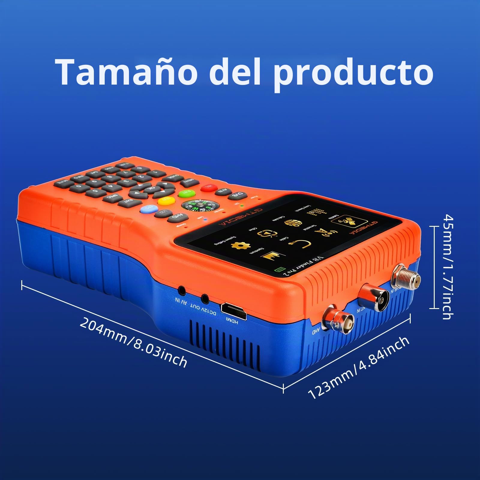 GT Media V8 Finder Pro Buscador de Satélites TDT, Medidor de Señal de Satélite HD DVB-S2X/S2/S/T2/T/C, 4.3" LCD 4000mAh Decodificación H.264/H.265
