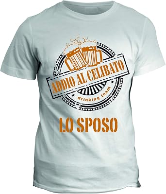 Fashwork T-shirt Umoristica Drinking Team - Addio Al Celibato - Maglietta In Cotone 100% Per Uomo E Donna - Vestibilità Regolare