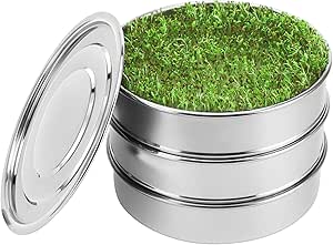 Stackable Stainless Steel Seed Sprouting Kit, 2-Tier Mesh Trays, 1 Base and 1 Cover Lid