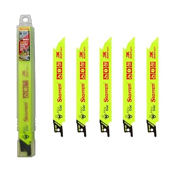 Starrett Bi-Metal King Cut Fire Rescue and Demolition Reciprocating Saw Blade - 6" Length, 3/4" Width, 0.35" Thickness, Straight Blade, 10-14 TPI - 5-Pack - BR61014-5