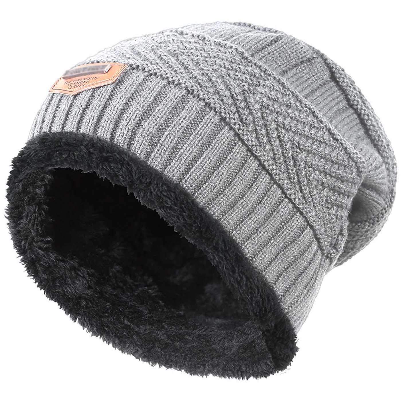 Winter Beanie Hat for Boys Girls (5-14 Years) Slouchy Beanie Windproof Warm Knit Kids Skull Cap