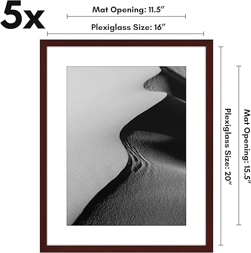 Vista 661 de Americanflat Portarretratos de 5 x 6 pulgadas con plexiglás pulido, juego de 5 portarretratos de 2 x 3 pulgadas con paspartú o para fotos de 5 x 6
