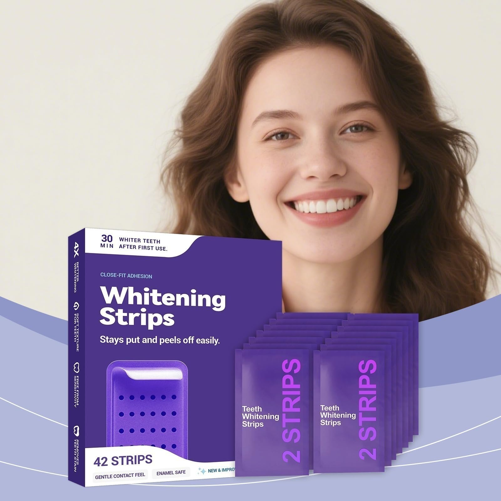Strisce sbiancanti per i denti, sicure per lo smalto, strisce sbiancanti interne, kit sbiancanti per la casa, non allergeni.
