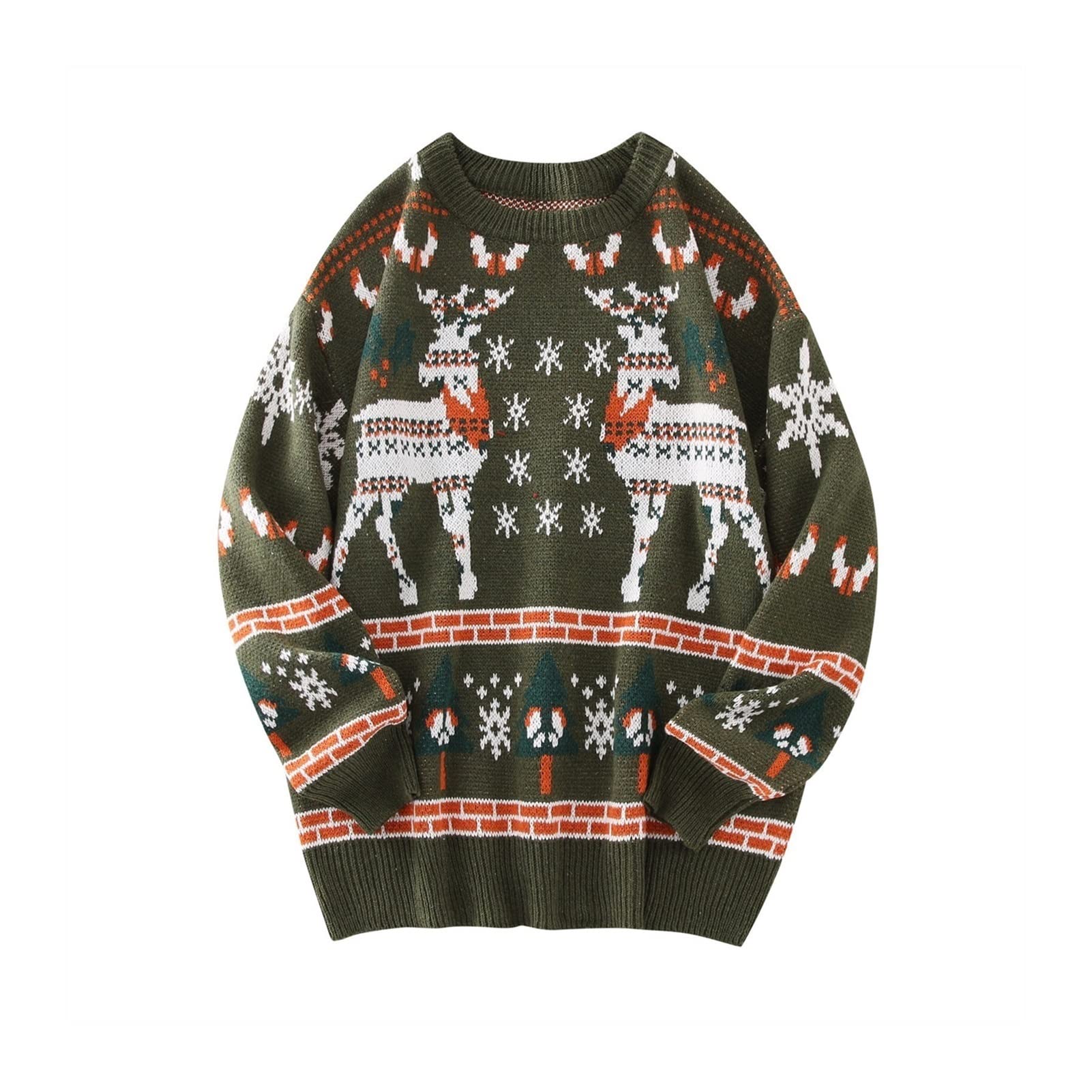 Świąteczny sweter miękki dzianinowy męski dzianinowy brzydki świąteczny nadruk jelenia sweter sweter na co dzień sweter moda uliczna długi rękaw okrągły dekolt dzianinowy sweter bluzka wąski sweter dżentelmen outdoorowy sweter