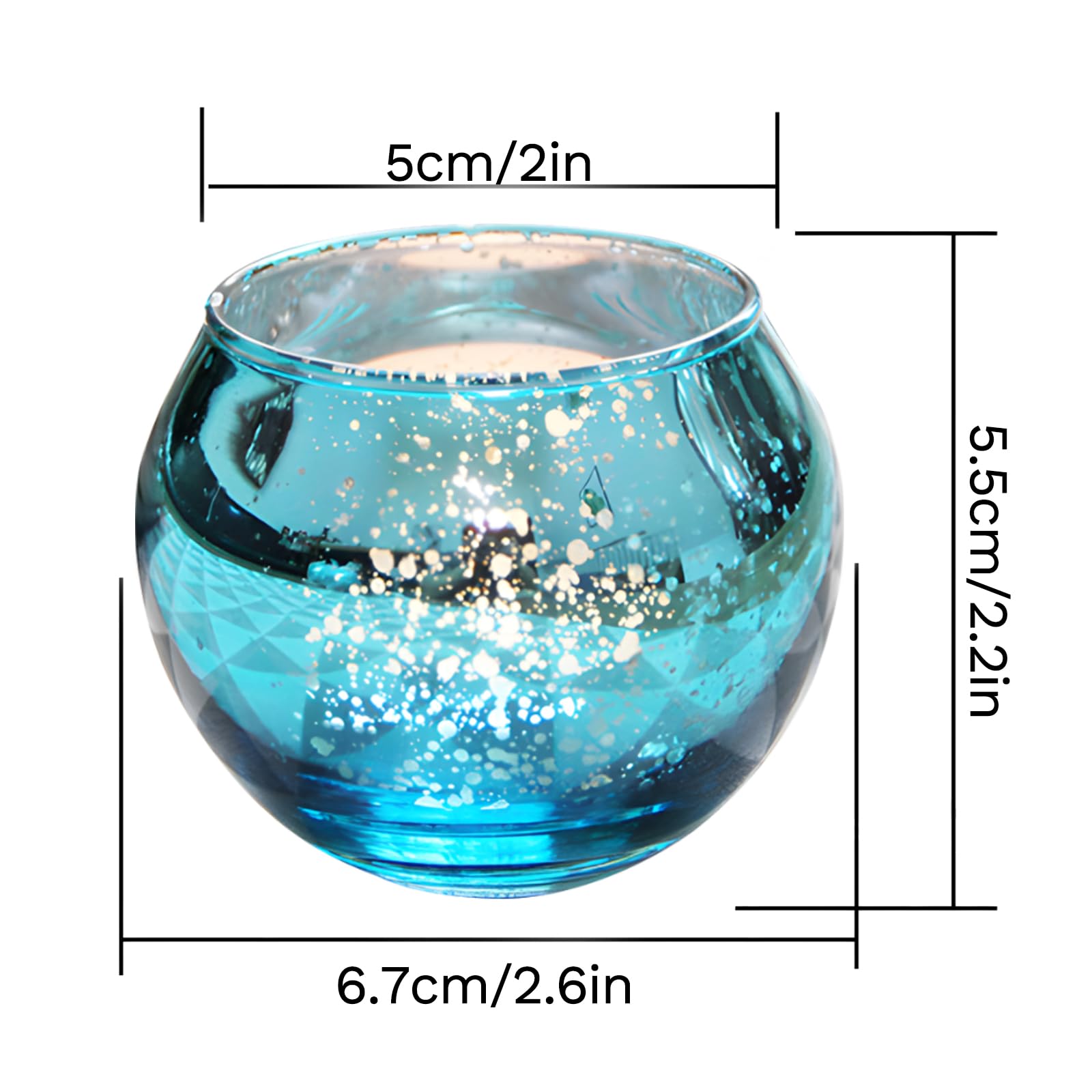 Lot De 12 Photophores En Verre Bleu Transparent - Bougeoirs Pour Bougies Chauffe-plat, Décoration Mariage Et Table - 4